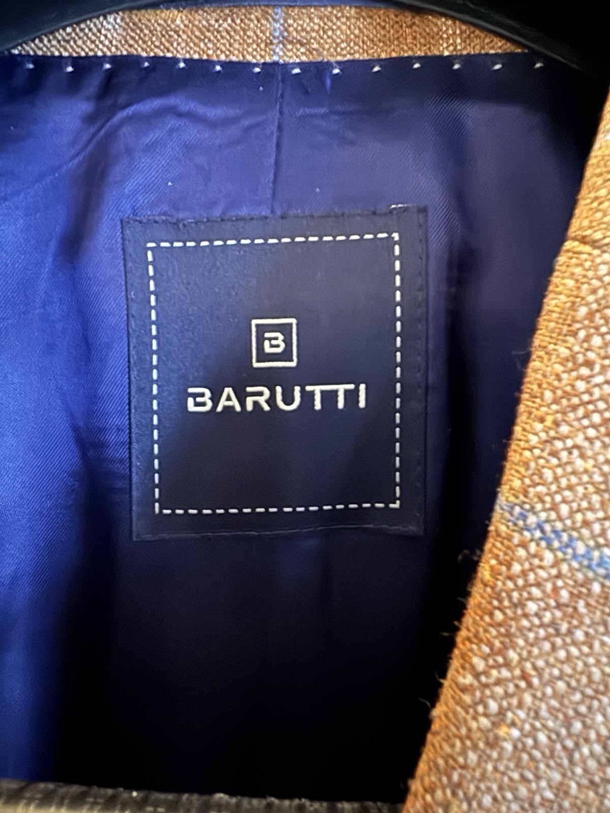Barutti 100% Silk Sport Coat Jacket Tan Multi Plaid Made in Germany Excellent