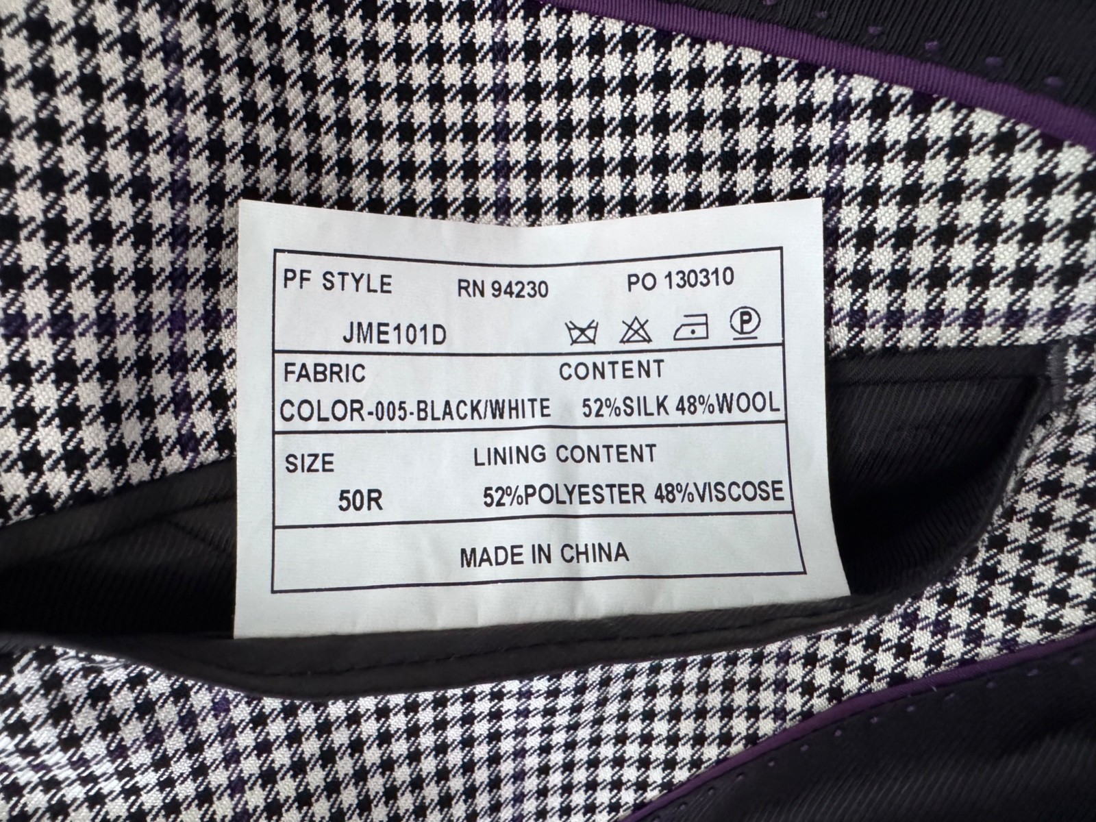 Vintage Men’s Paul Fredrick Double-Breasted Black & White Blazer Jacket 50 R