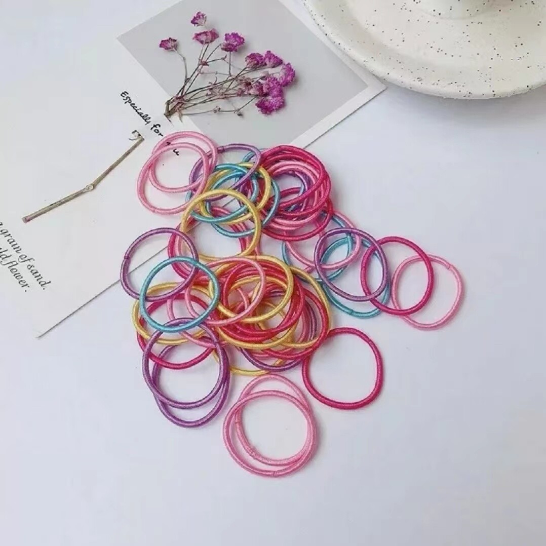 50 Pcs small/mini Hair Ties Elastics Ponytail Holders Girls Kids Hairband