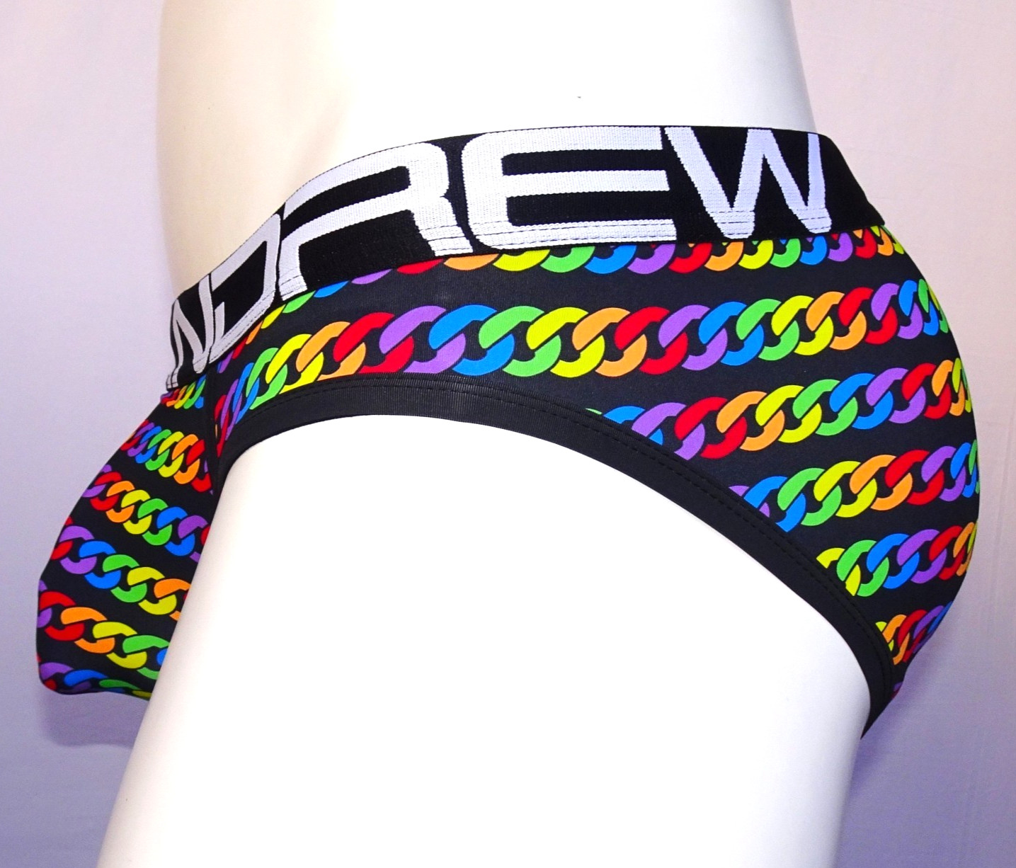 Andrew Christian Pride Chain Brief – 91863 – Multicolor: Small, Medium & Large