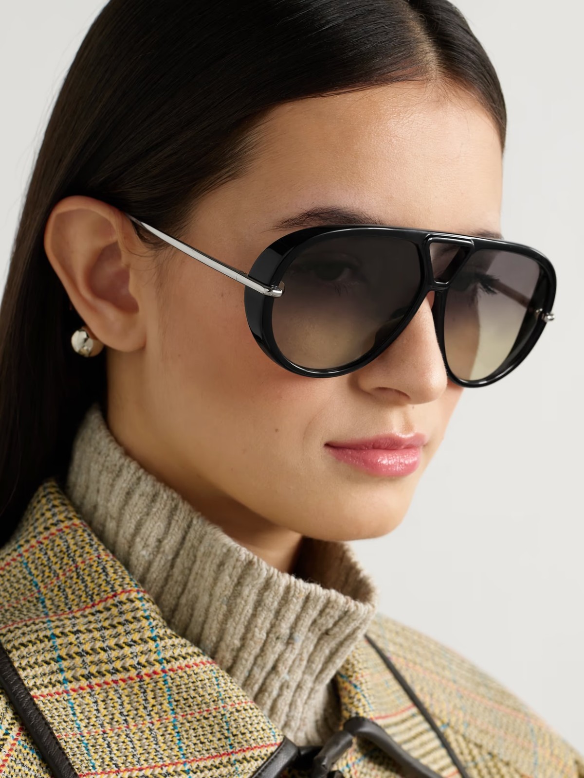Bottega Veneta Women Sunglasses Black Silver Brown Gradient BV1273S 010 NEW