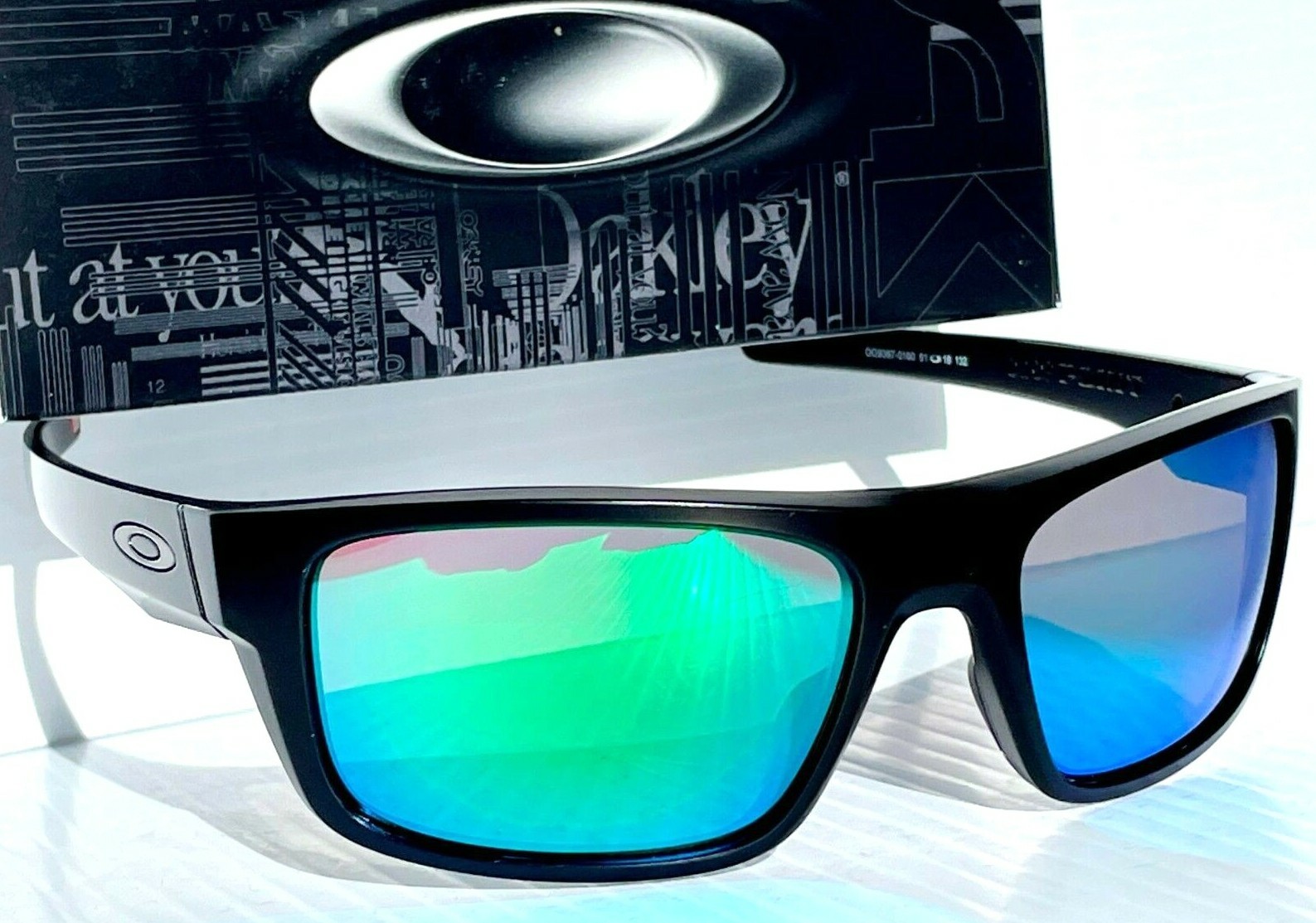 NEW Oakley DROP POINT Matte Black POLARIZED Galaxy Jade Lens Sunglass 9367