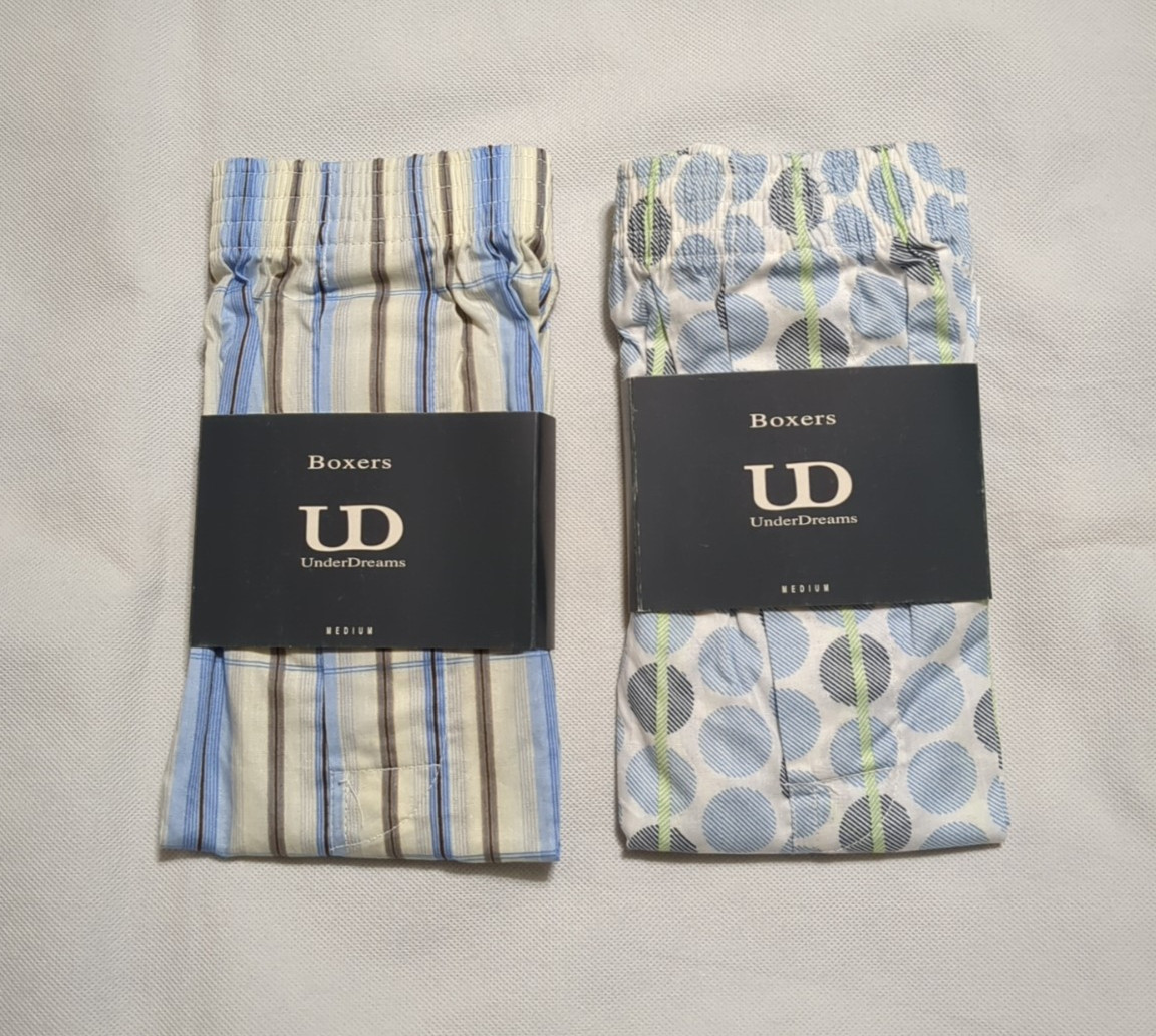 Lot of 2 Under Dreams Boxer Size Medium 100% Combed Cotton Comfort