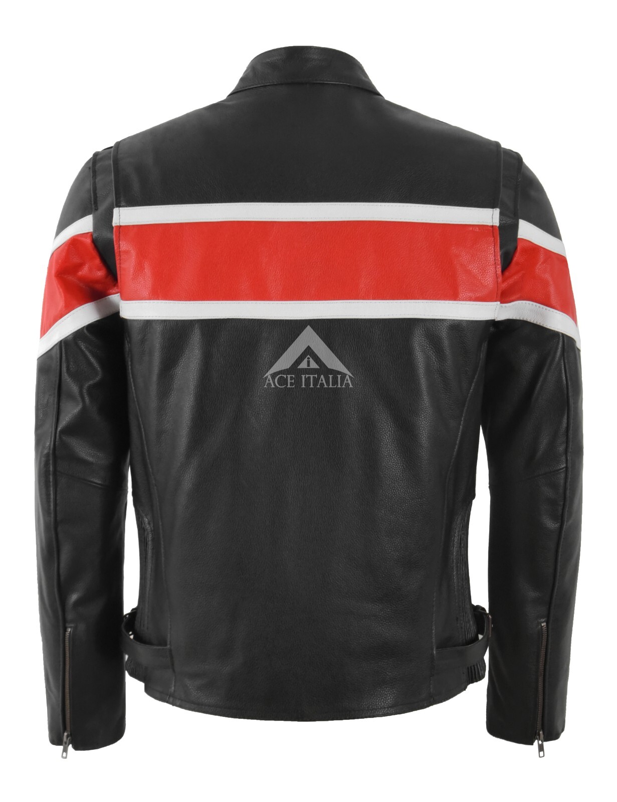 THUNDERSTRIKE Men’s Biker Leather Jacket Black Cafe Racer Style Motocross Jacket