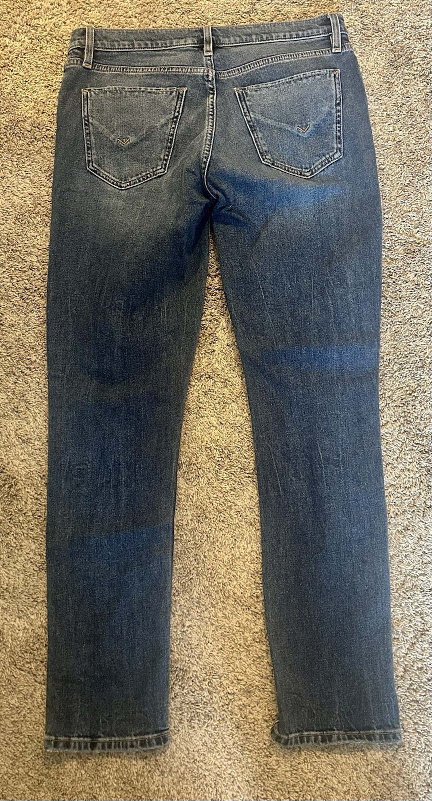 Hudson Women’s Dark Wash Blue Denim Straight Jeans Distressed 5-Pocket