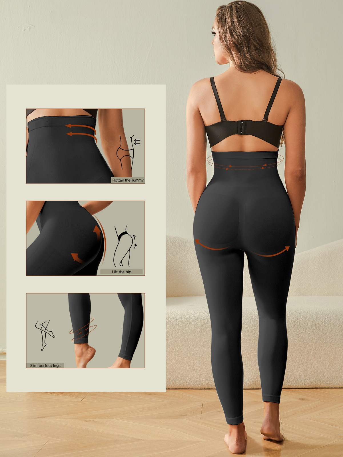 Slimming Anti Cellulite Compression Leggings Leg Shaper High Waist Black Pants