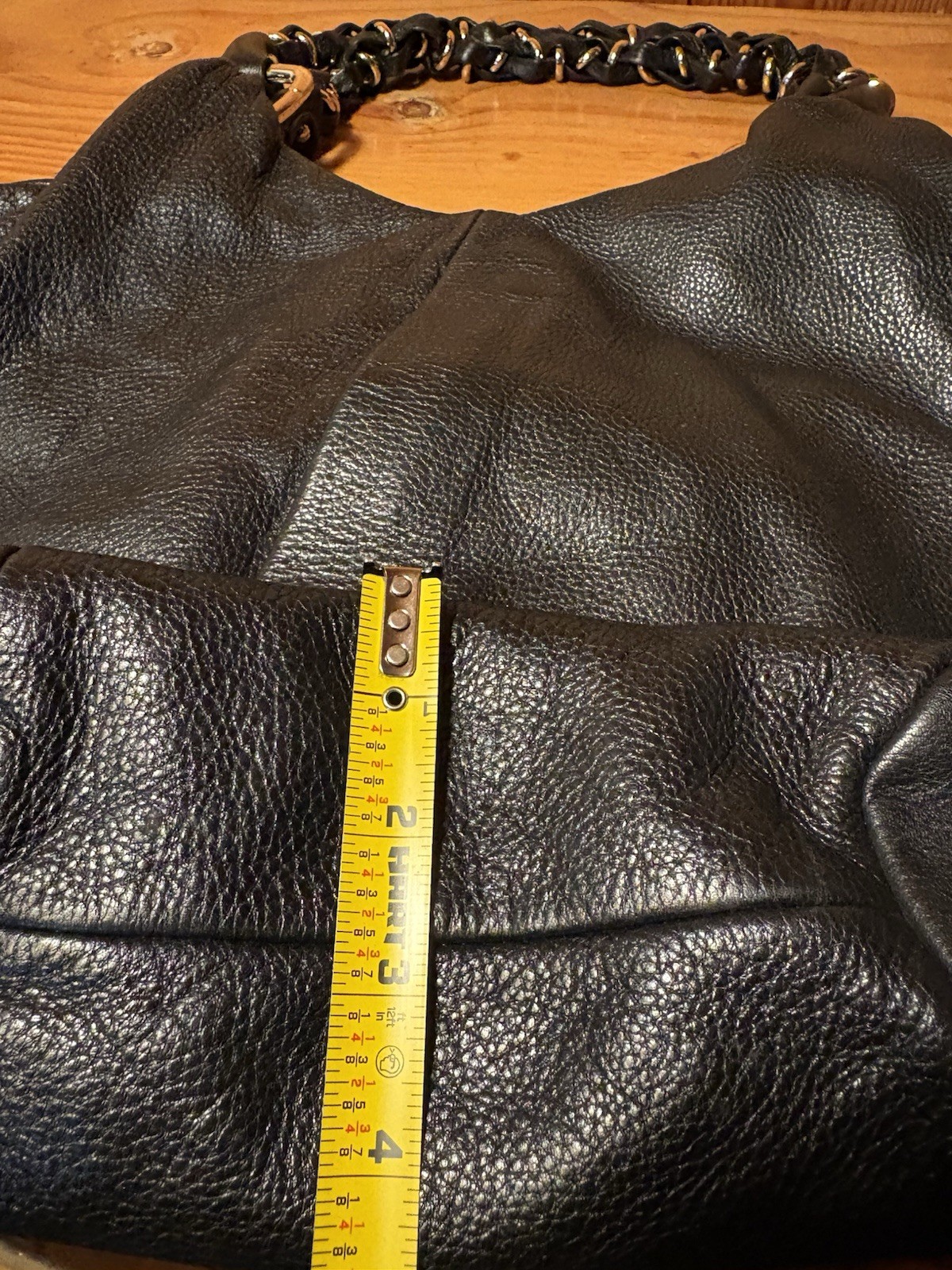 Elliott Lucca Black Pebbled SOFT Leather Shoulder Bag Hobo Slouch Purse