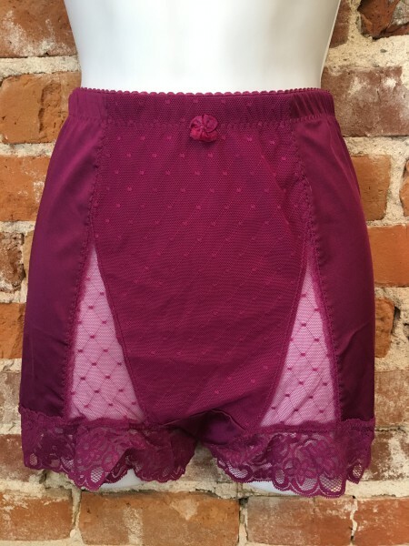 Rhonda Shear Mulberry Pink Mesh Dot Pin-Up Retro High Waist Panties New