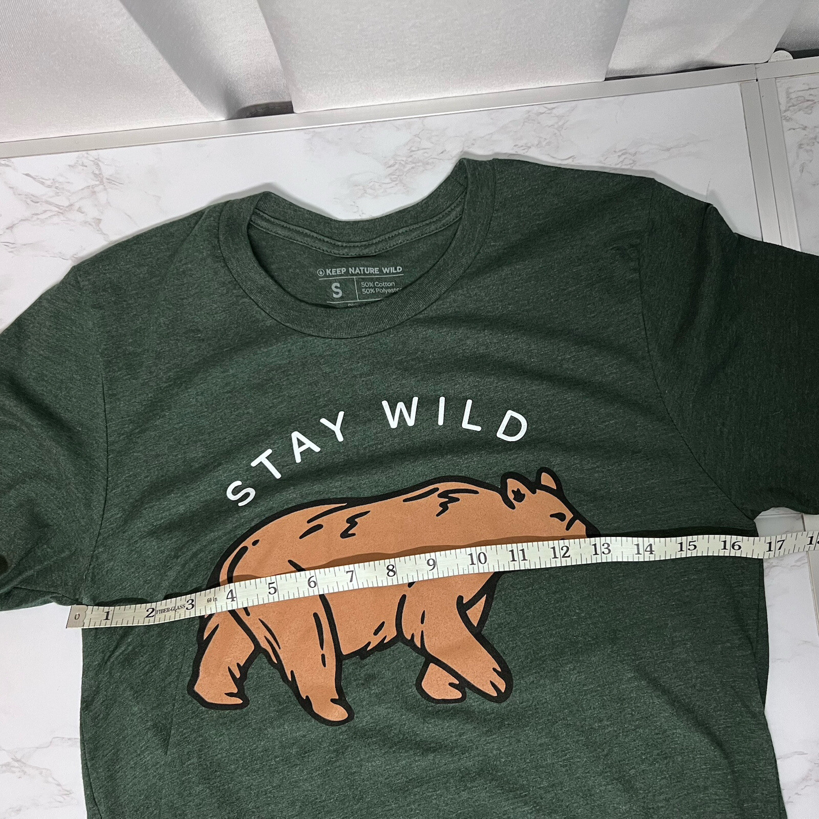Keep Nature Wild Women’s Small Green STAY WILD T Shirt Bear Outdoor Nature
