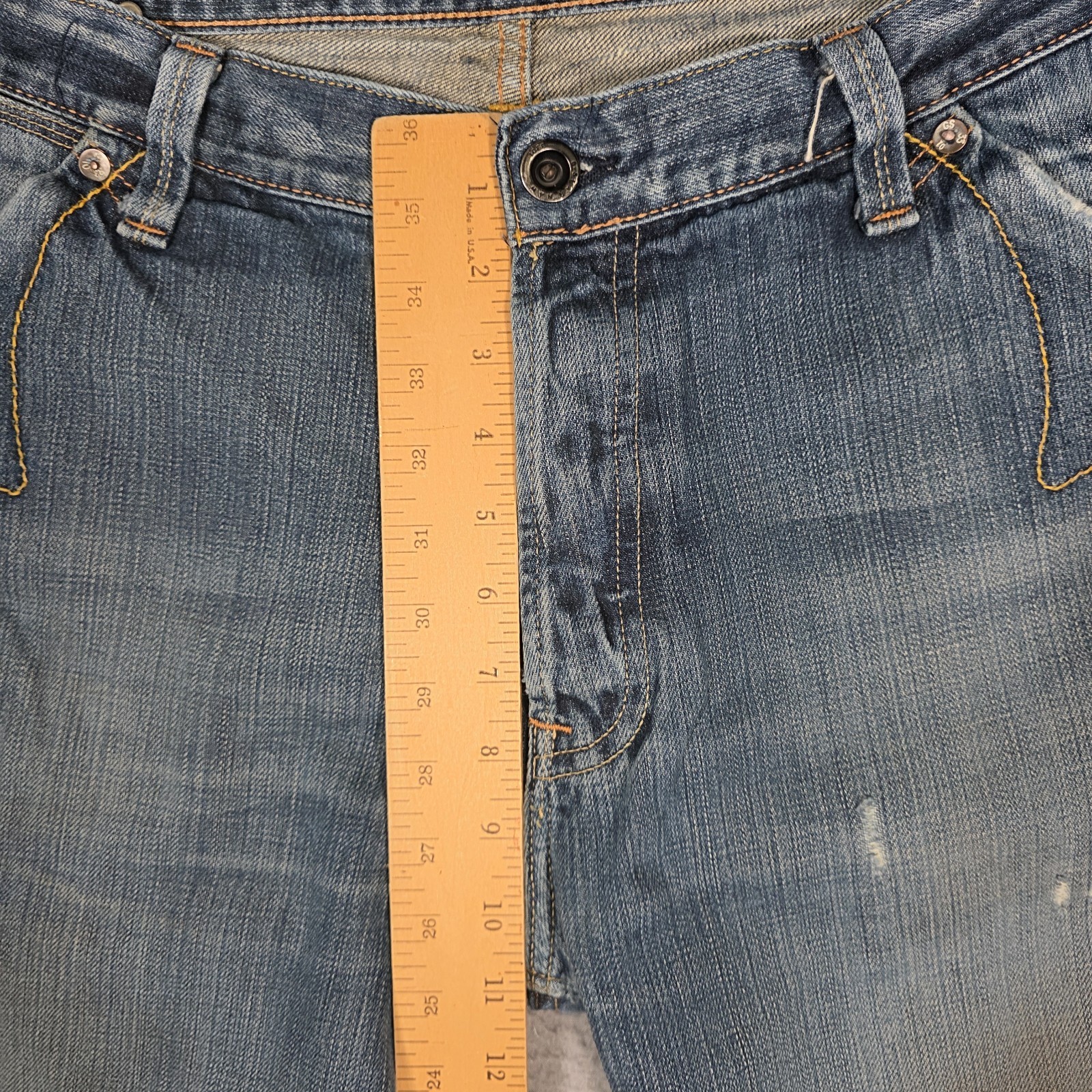 G Star Raw Jeans Mens 36×33 (Measured) Blue 3301 Straight Distressed Denim
