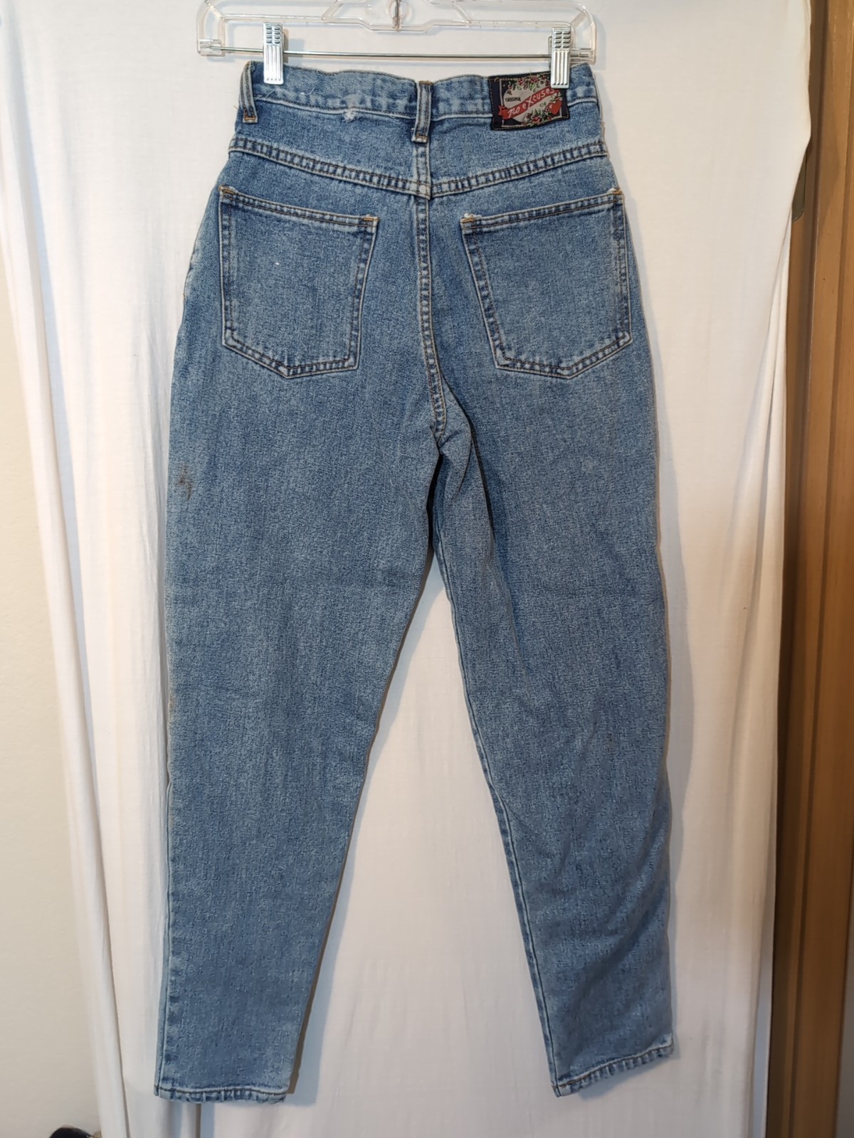 Vintage No Excuses Blue Jeans Straight High Rise Womens 6 Embroidered Floral 26″