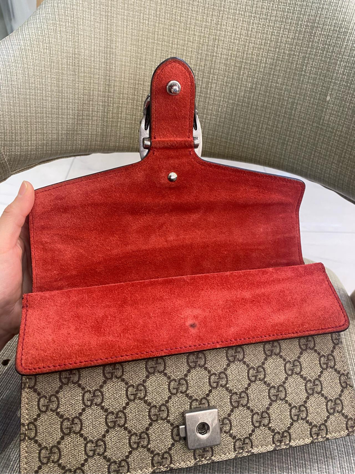 Authentic Gucci Dionysus Medium GG Supreme Canvas and Suede Shoulder Bag eBay AG