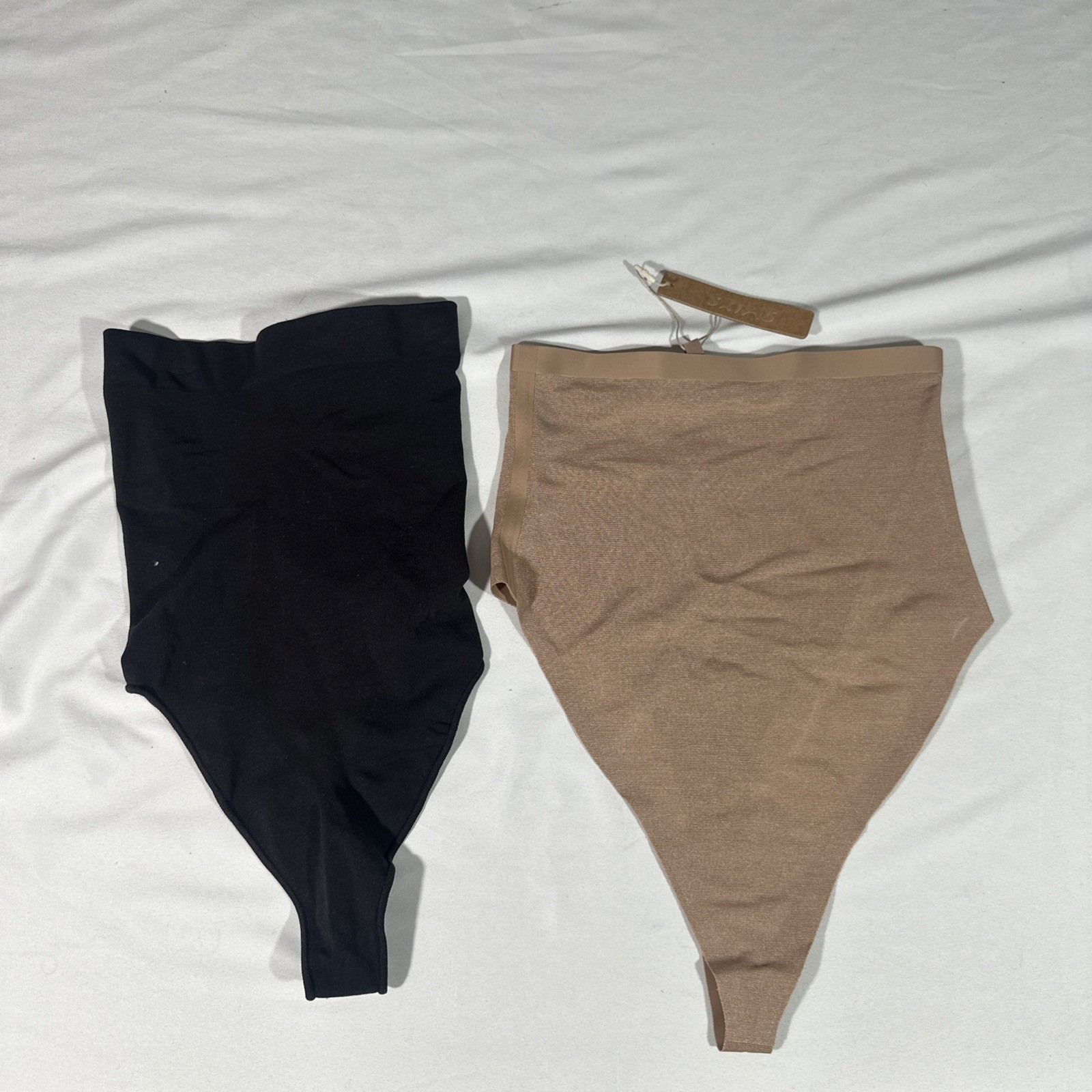 NEW $72 SKIMS [ 2PC Small ] Scuplt + Mesh High Waist Thong Sienna + Onyx #T2032