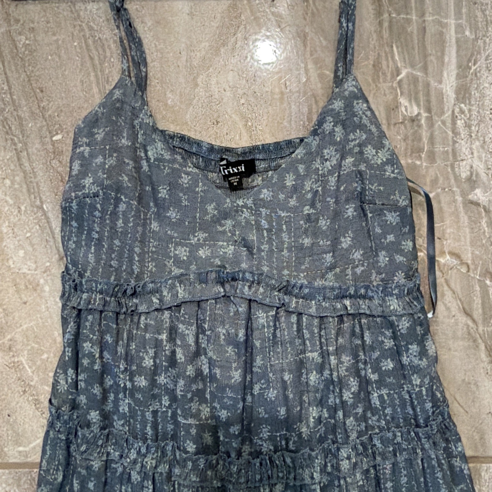 TRIXXI Womens Blue Adjustable Straps Lined Spaghetti Strap Dress M