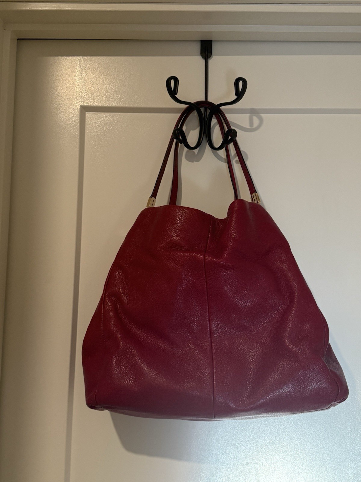 Coach Red Pebbled Large Shoulder Bag Zip Lined Inner Pockets w/ Dust Bag