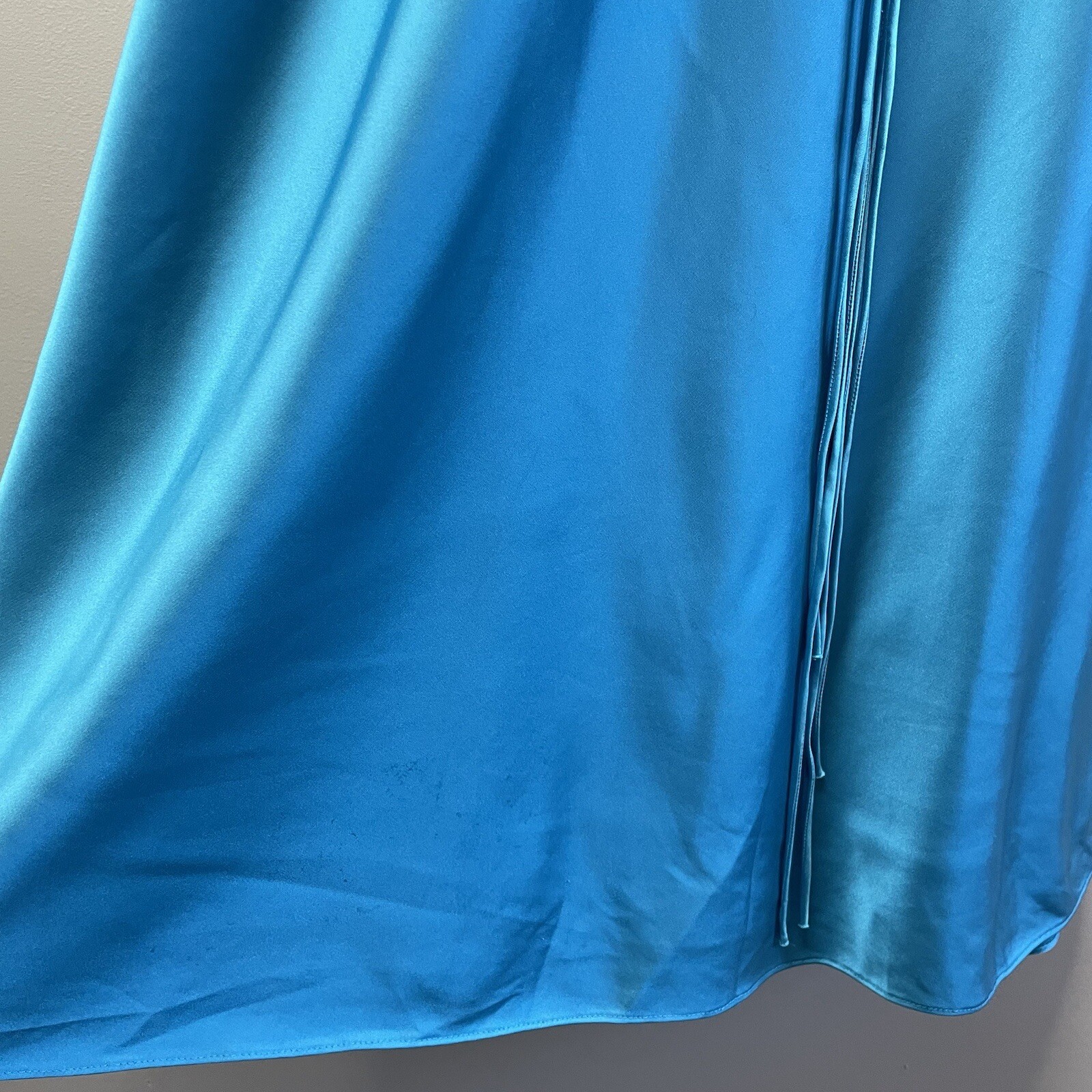 ALEXIS Lune Gown Women Large Blue Satin Sleeveless Cutout A-Line Maxi