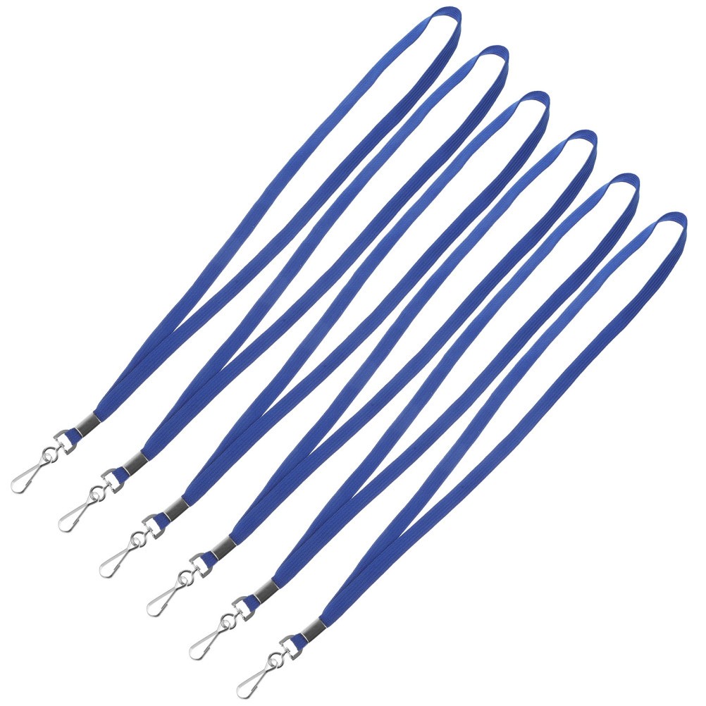 Reusable Blue Polyester Office Neck Lanyards with Aluminum Alloy 6Pcs Set
