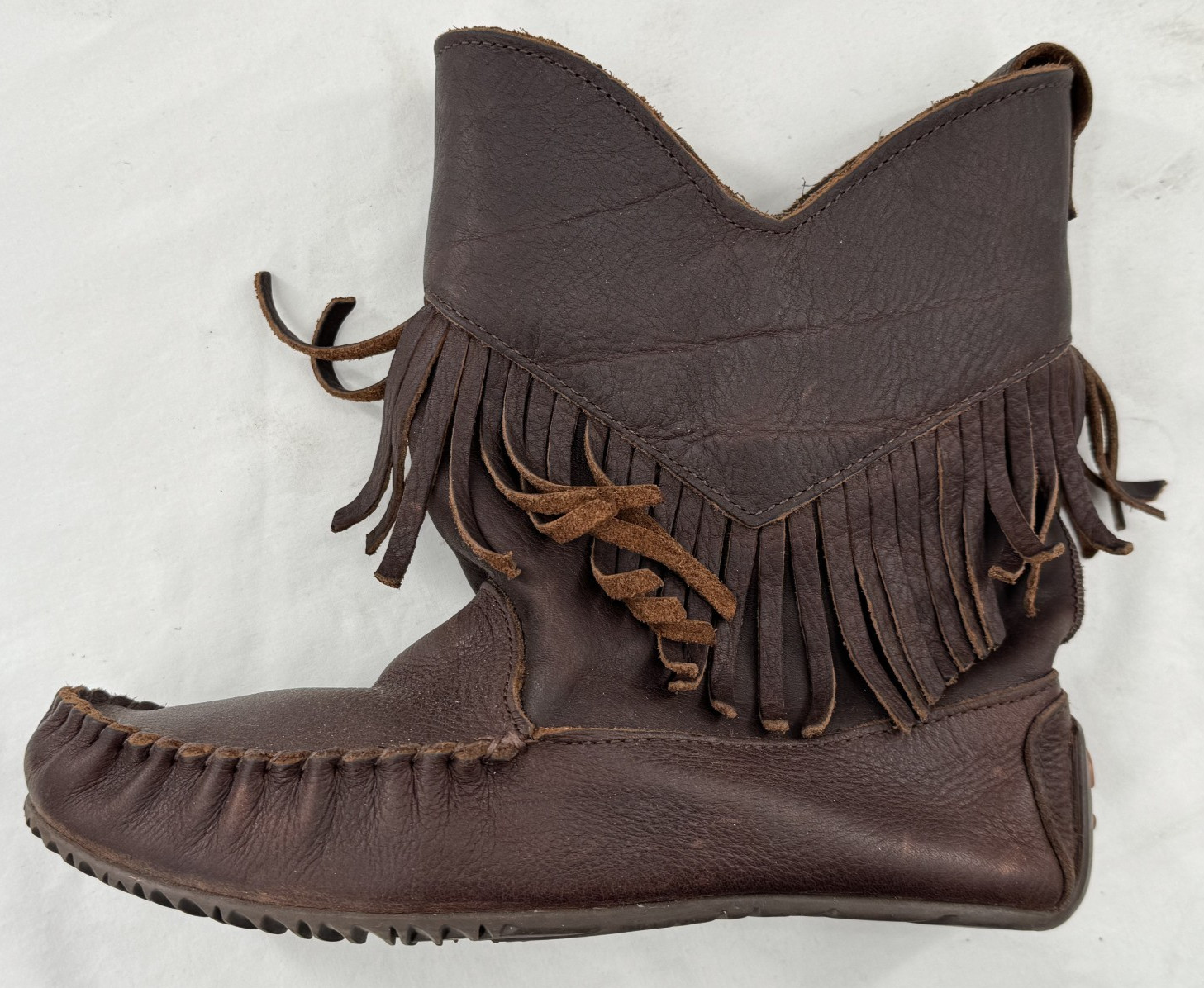 Manitobah Mukluks Indigenous Oiled Leather Dancer Boots Fringe Women’s Sz 8