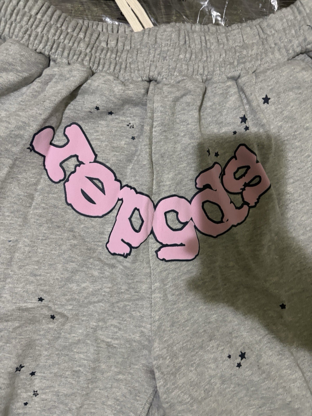 sp5der Og Web Logo Gray Sweat Shorts Size M Pink Logo Pockets Drawstring