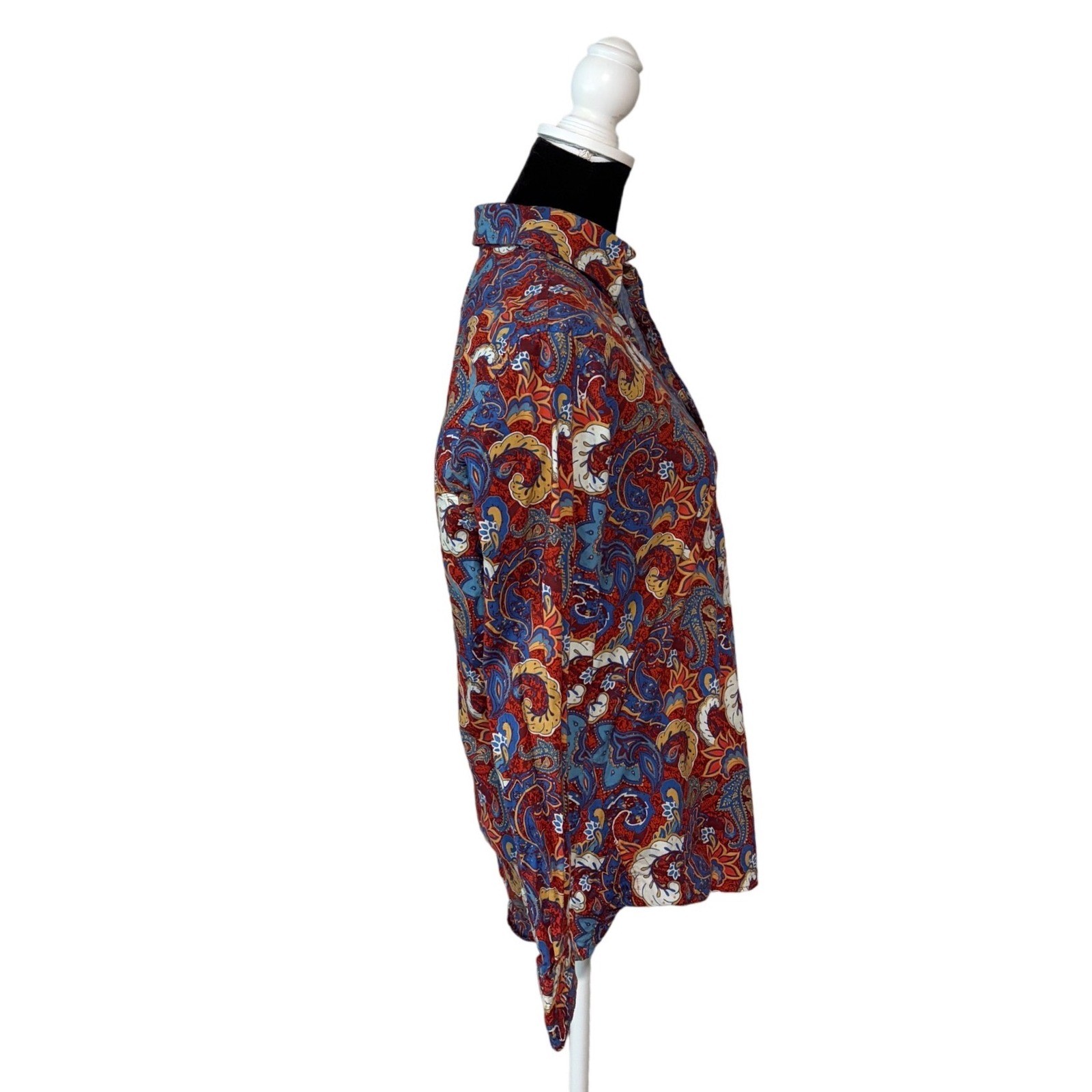 Cremieux Paisley Rodeo Button Up Shirt Womens M Blue Red Western Boho Stretch