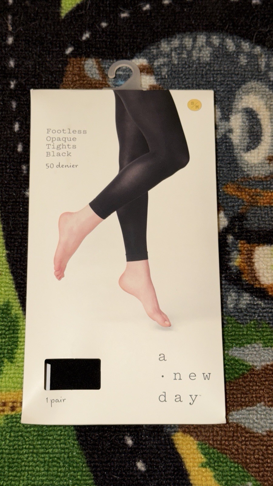 Footless Opaque Tights In Black Size Small
