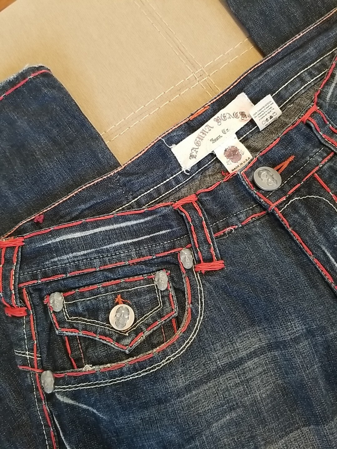 Laguna Beach Jeans Men’s 36 x 34 Denim Red Stitch Made In USA