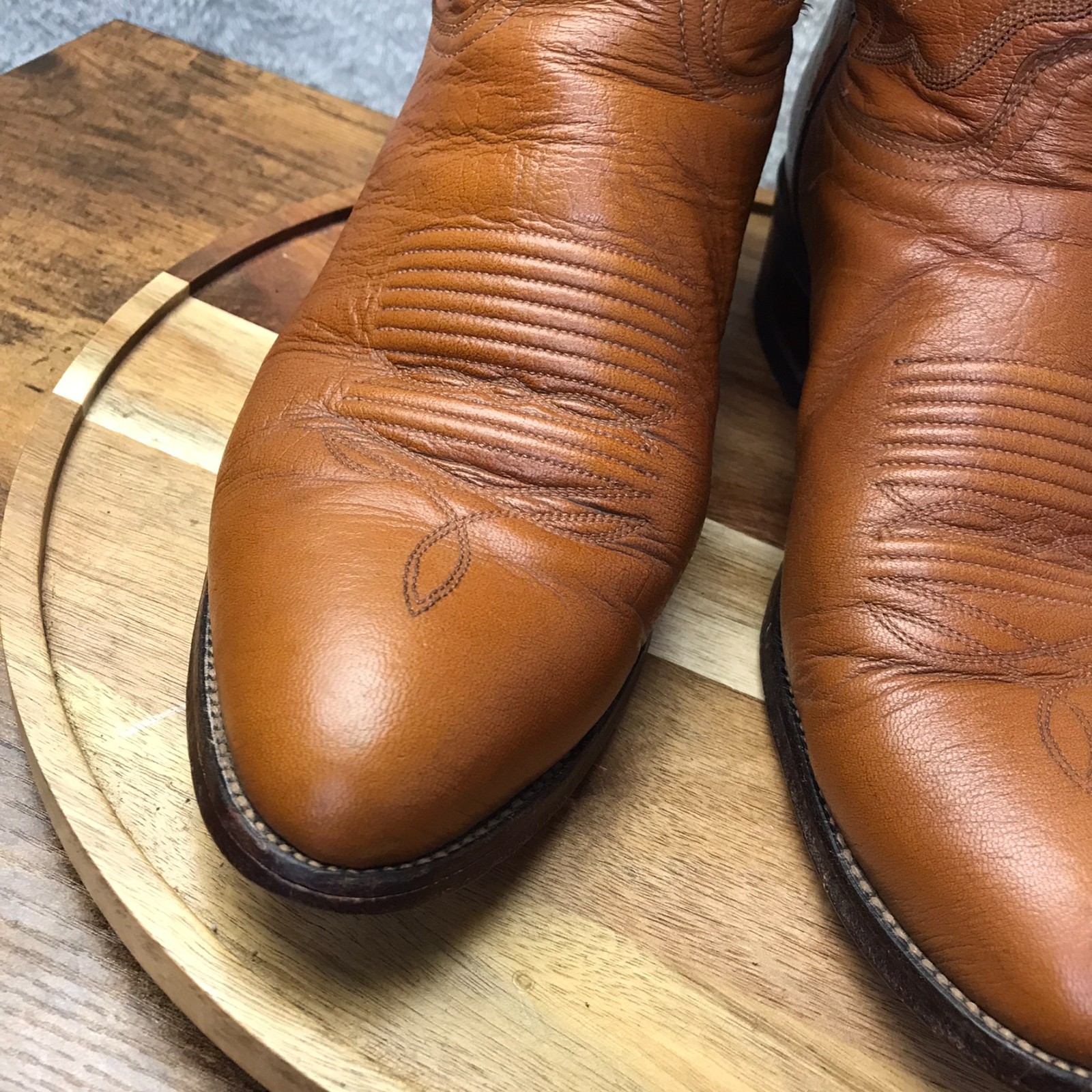 Drover J Chisholm Western Boots Mens 10.5D Brown Leather All American Made Rodeo