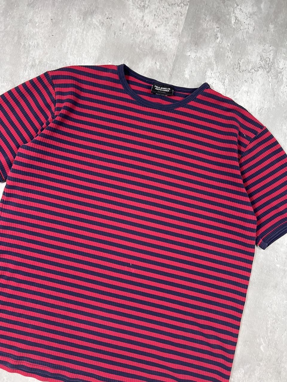 Vintage Striped T Shirt Polo Jeans Co Ralph Lauren Red