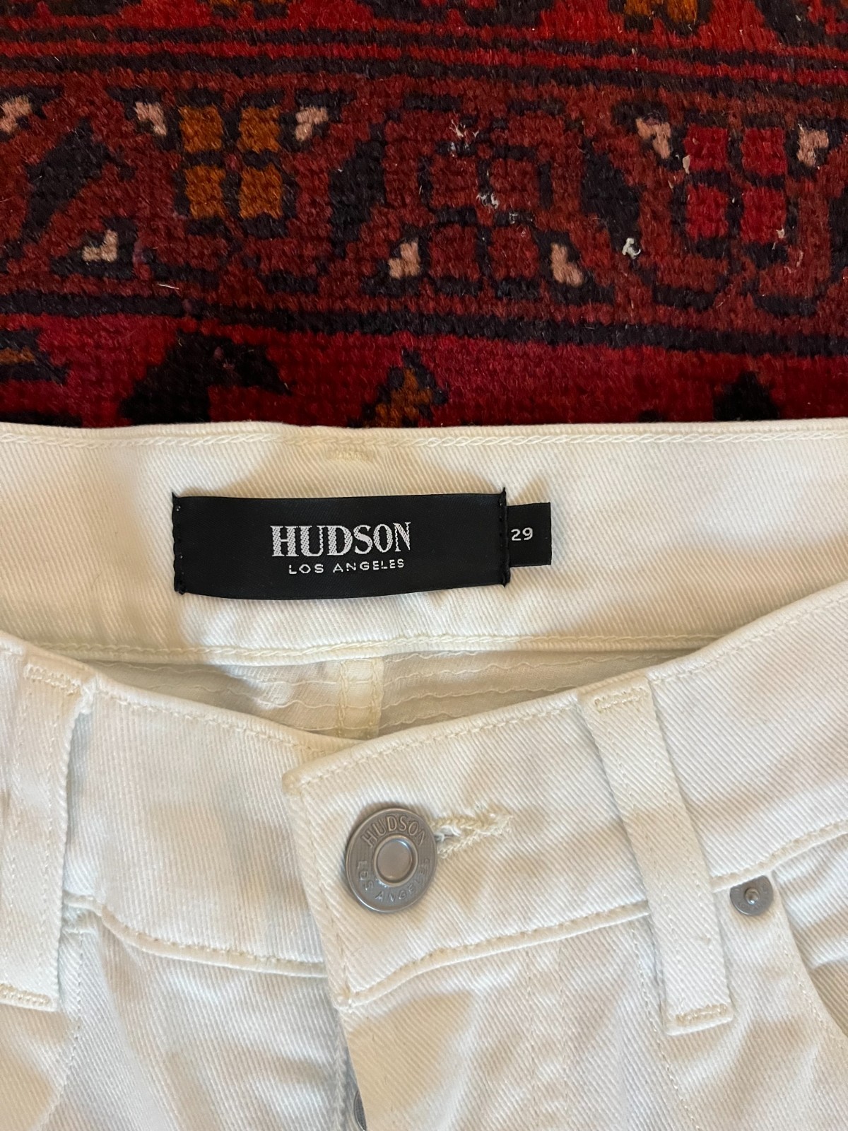 Hudson Blinder Biker Moto Skinny Jeans Men’s Size 29X32 Off White Button Fly