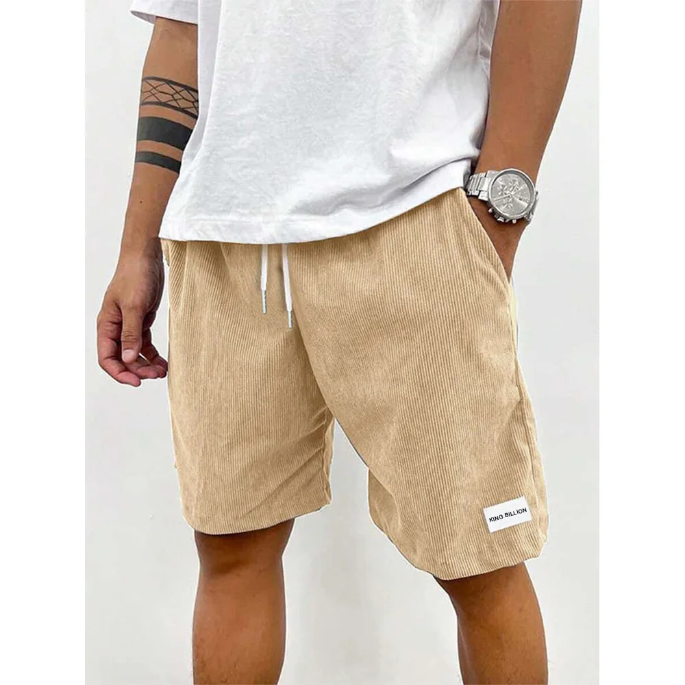 Men’s Summer Solid Corduroy Shorts Drawstring Casual Elastic Waist Fashion Gift