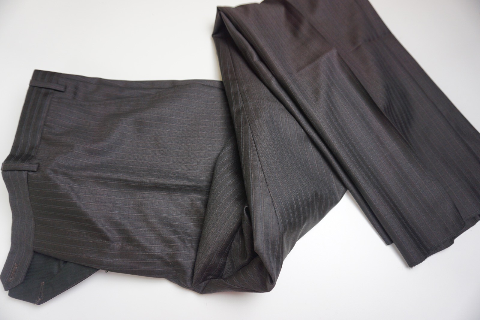 Sartoria Partenopea Brown Striped Wool 2 Pc Suit Jacket Pants 48R 58EU NEW