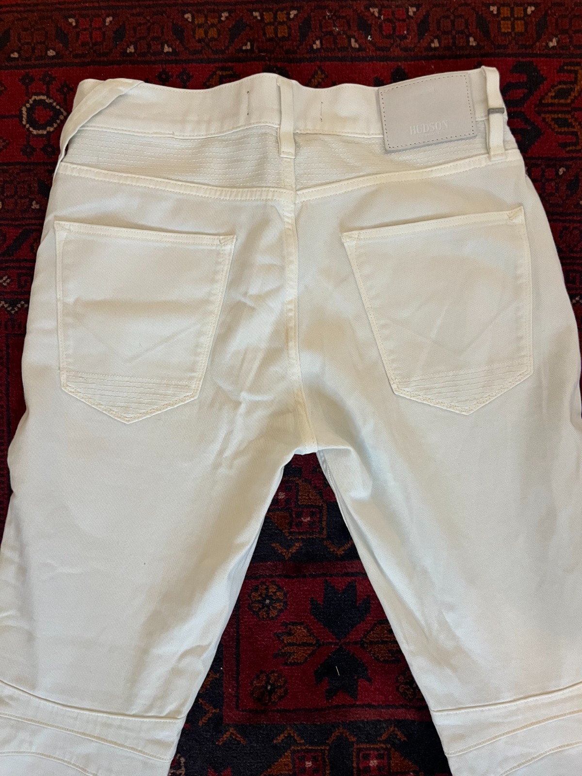 Hudson Blinder Biker Moto Skinny Jeans Men’s Size 29X32 Off White Button Fly