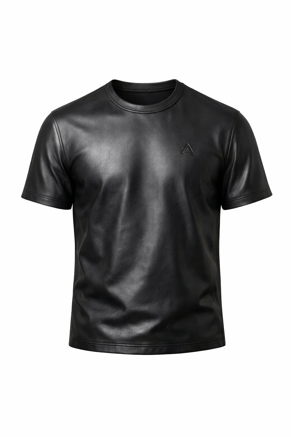 Men black Genuine Leather Shirt Short Sleeve Button Down Slim Fit Real Lambskin