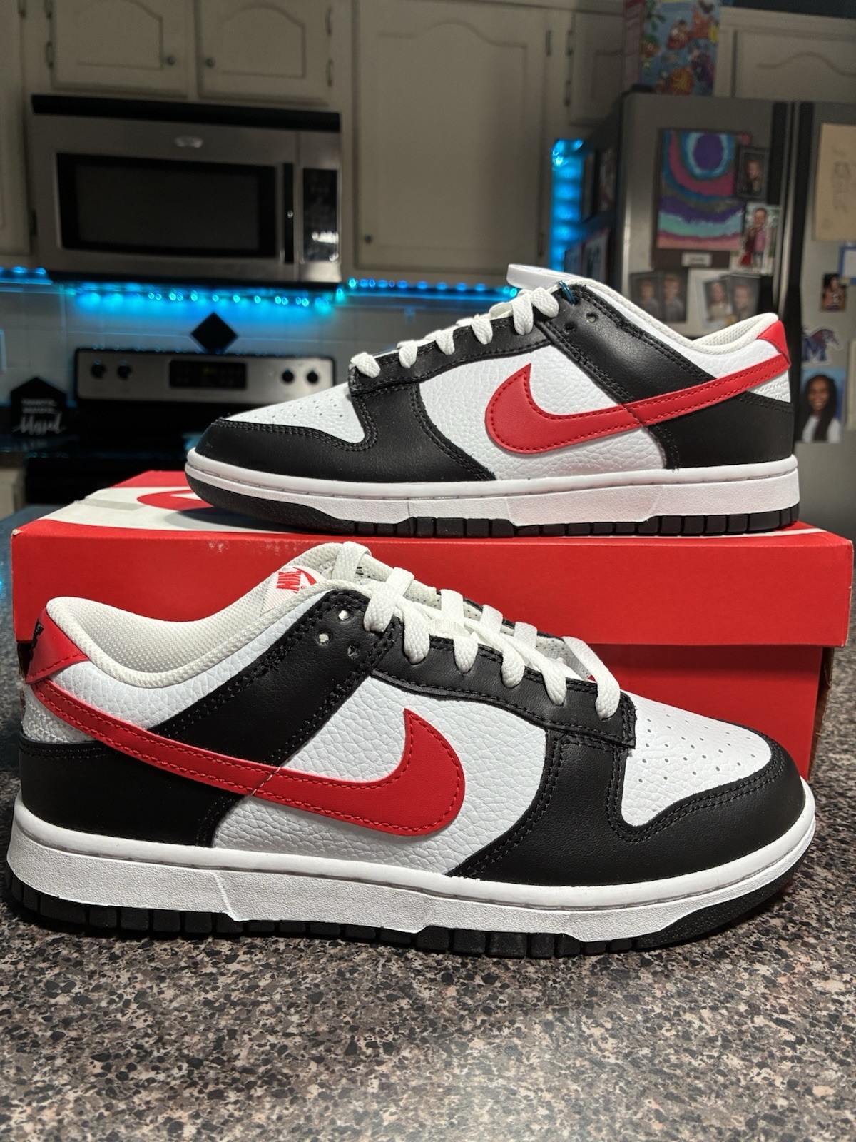 Nike Air Dunk Low Red Panda Black White Red Sneakers Size 7.5 FB3354 001