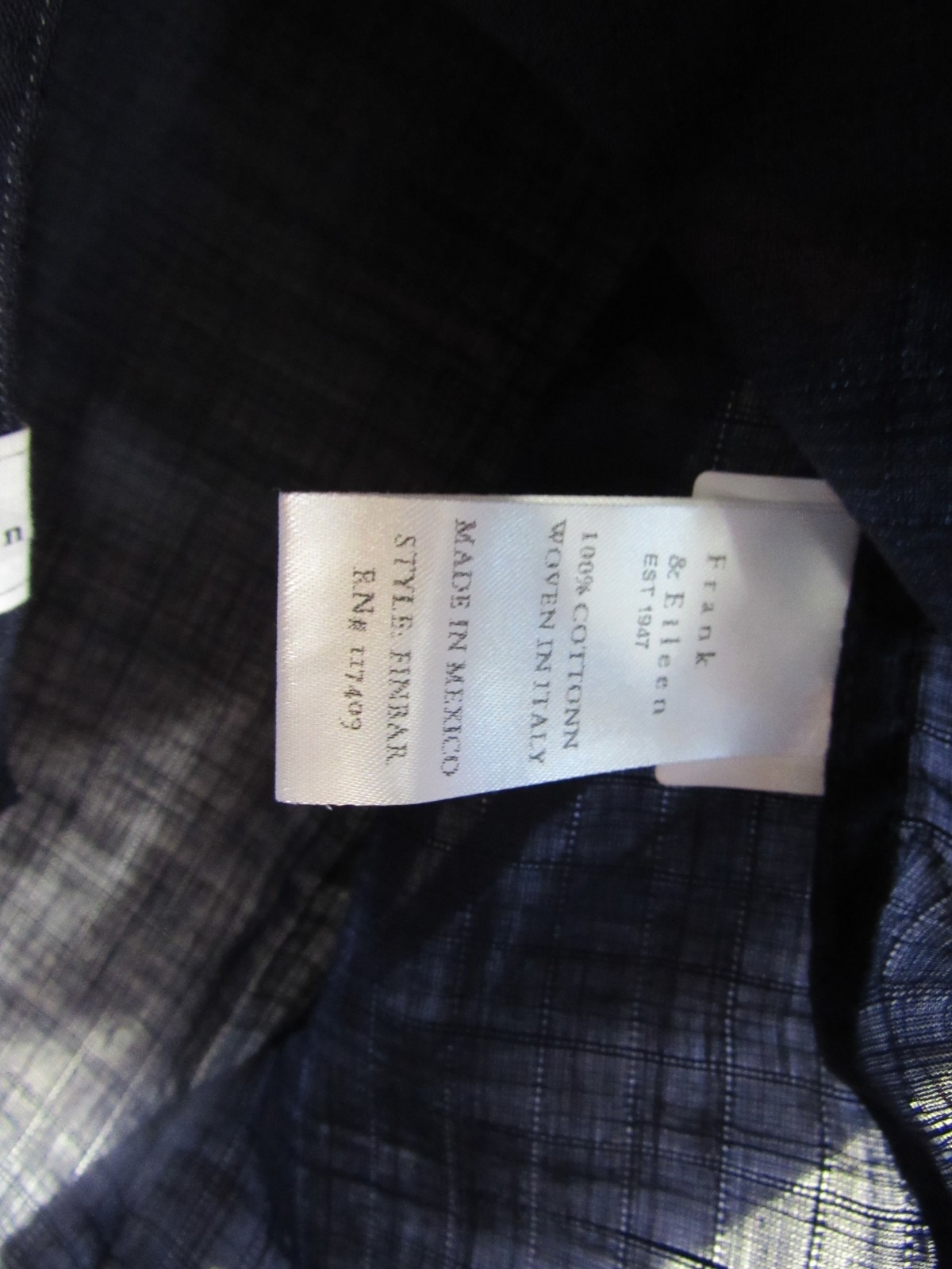 Frank & Eileen Finbar Blue Checkered Button Down Long Sleeve Shirt Size XS NWOT