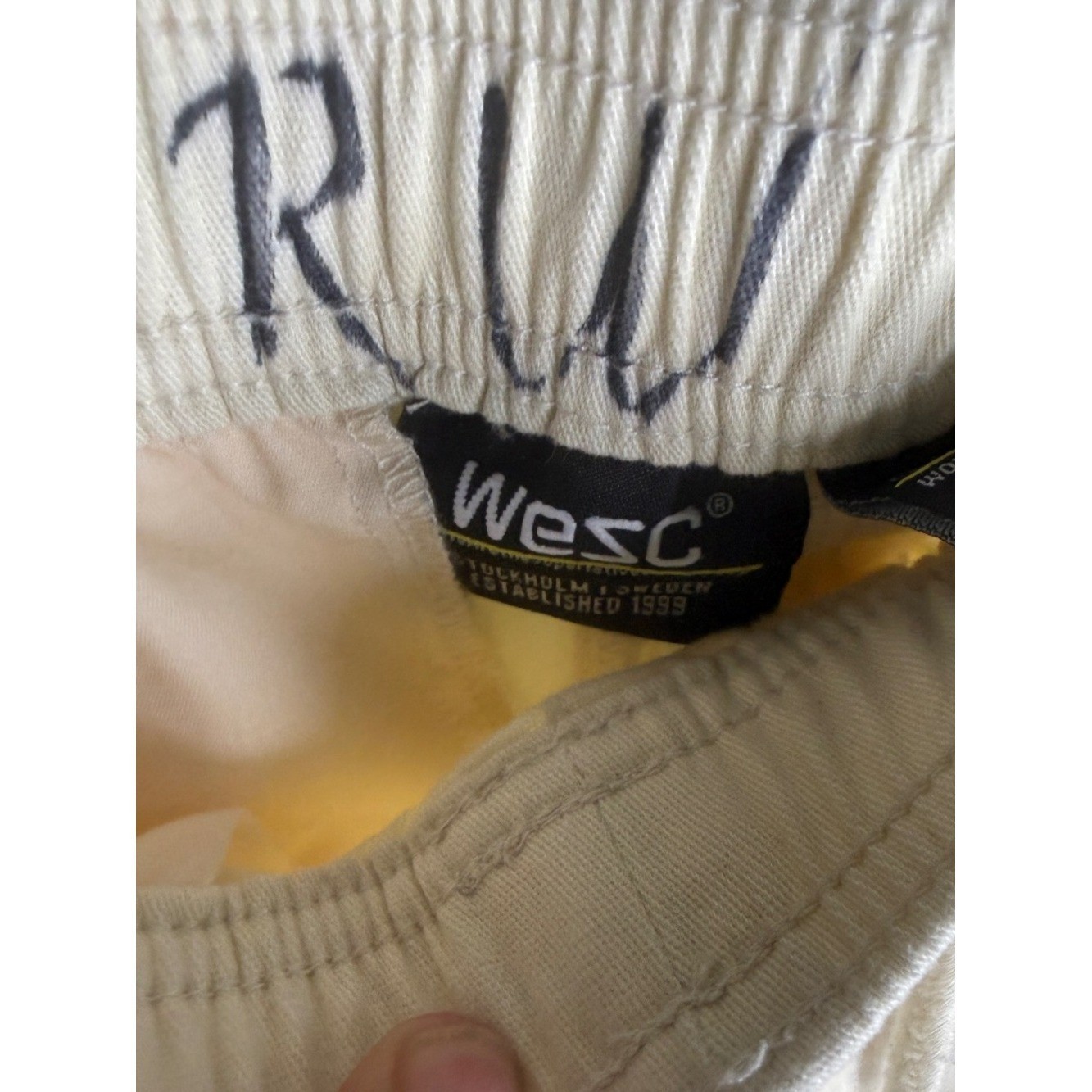 WeSC Cream Cargo Jogger Pants Women’s Large Relaxed Utility Streetwear