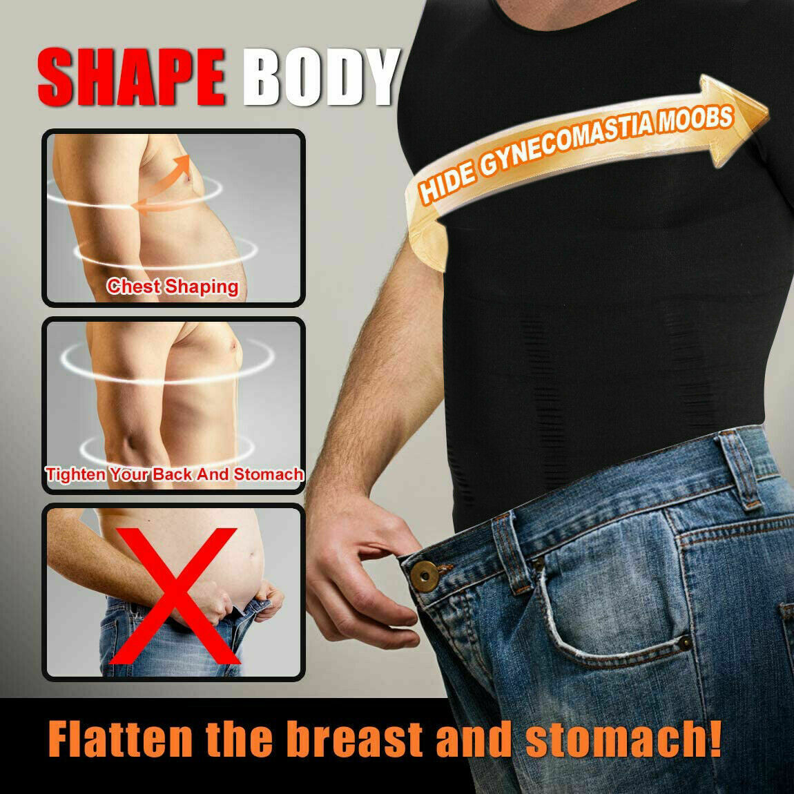 Gynecomastia Compression Shirt Men Shapewear Slimming Body Shaper Tight Tank Top