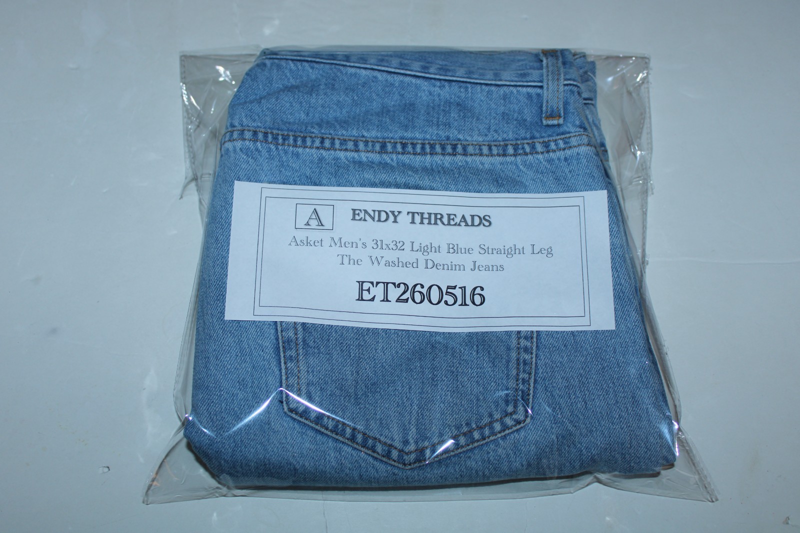Asket Men’s 31×32 (Fits like 34) Light Blue Straight Leg The Washed Denim Jeans