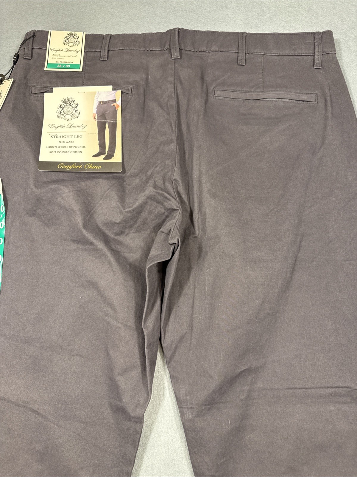 PANTS ENGLISH LAUNDRY MENS 38X30 FORGED IRON COMFORT CHINO NWT