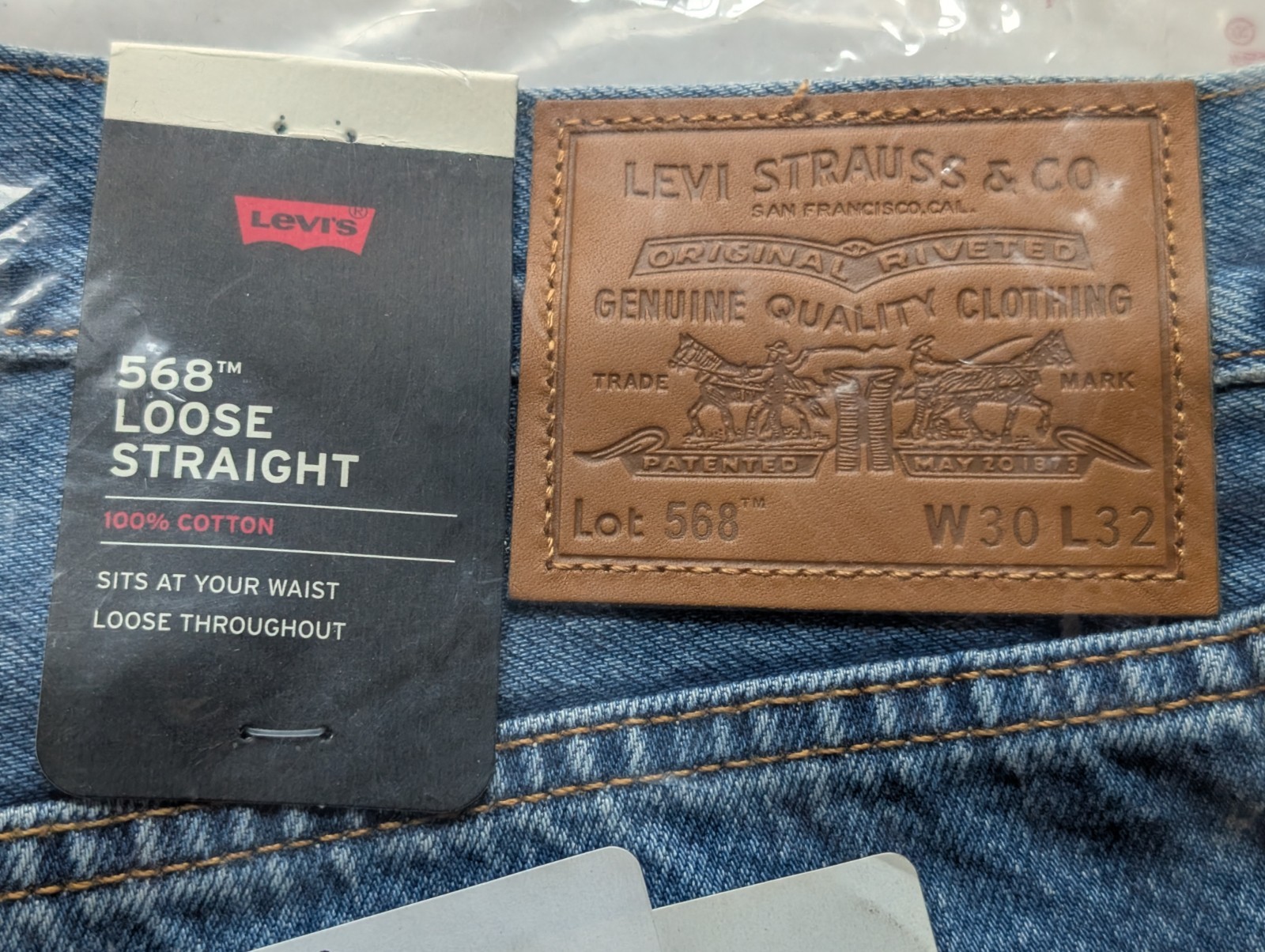 🔥RARE!🔥 $99 Levis Premium 568 Loose Straight Blue Jeans Men’s 30×32 🔥NWT!🔥
