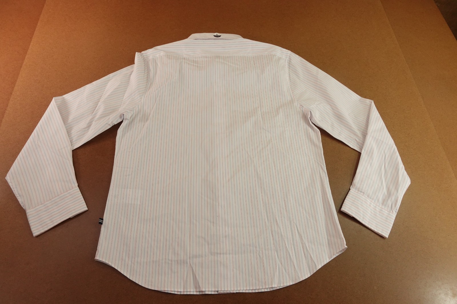 Nautica Mens Large Bright White Striped Slim Fit Long Sleeve Button-Up Shirt NWT