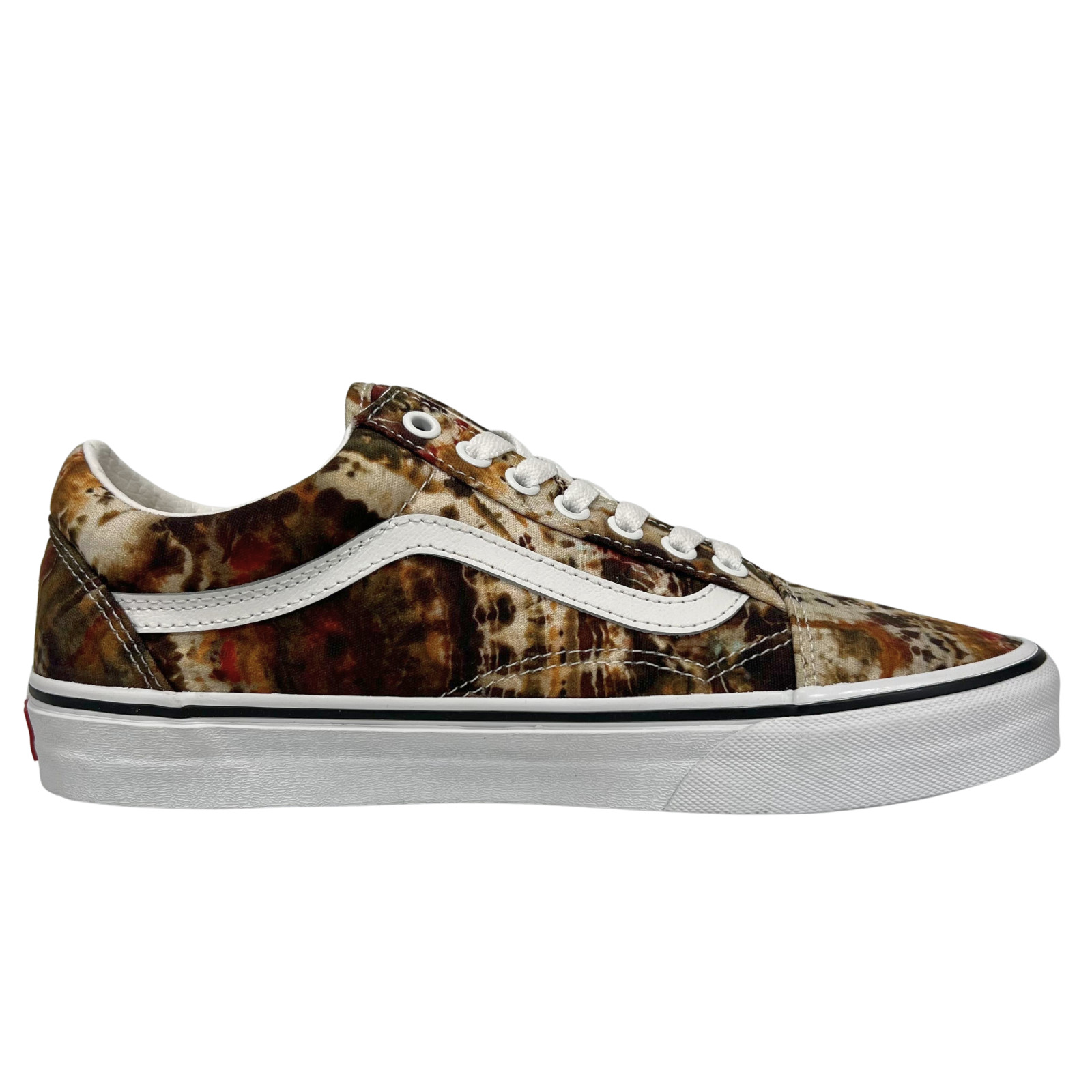 Vans Classic Old Skool Canvas Skate Shoes Brown Tie-Dye
