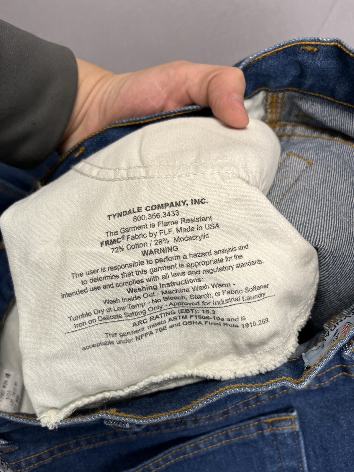 Tyndale FR Jeans Mens 34×31 Blue Denim Carpenter Arc Rated CAT 2 Made USA F290T