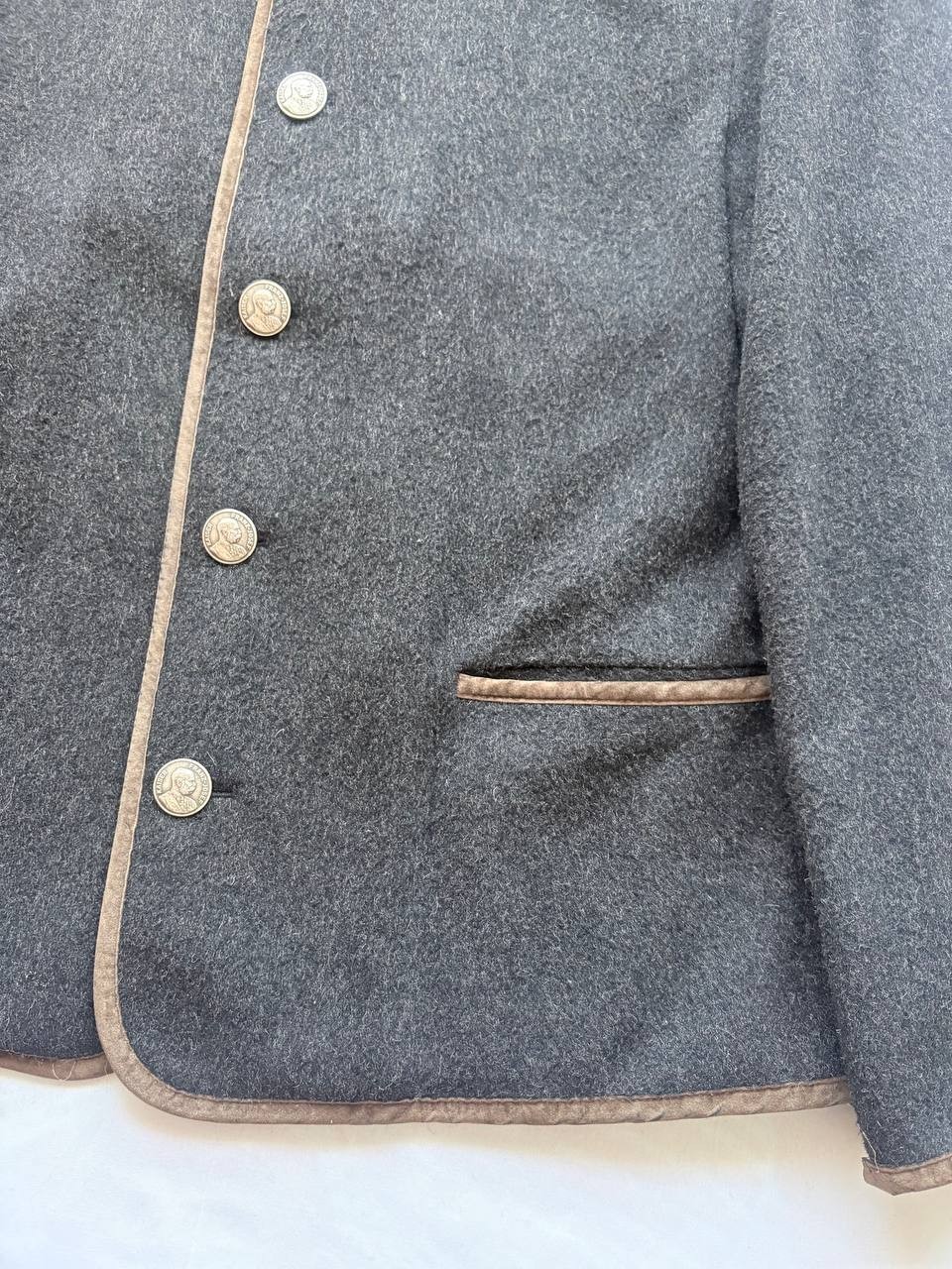 Vintage H Moser Salzburg Men Loden Coat Grey Wool Trachten 54 XL Kaiser Franz