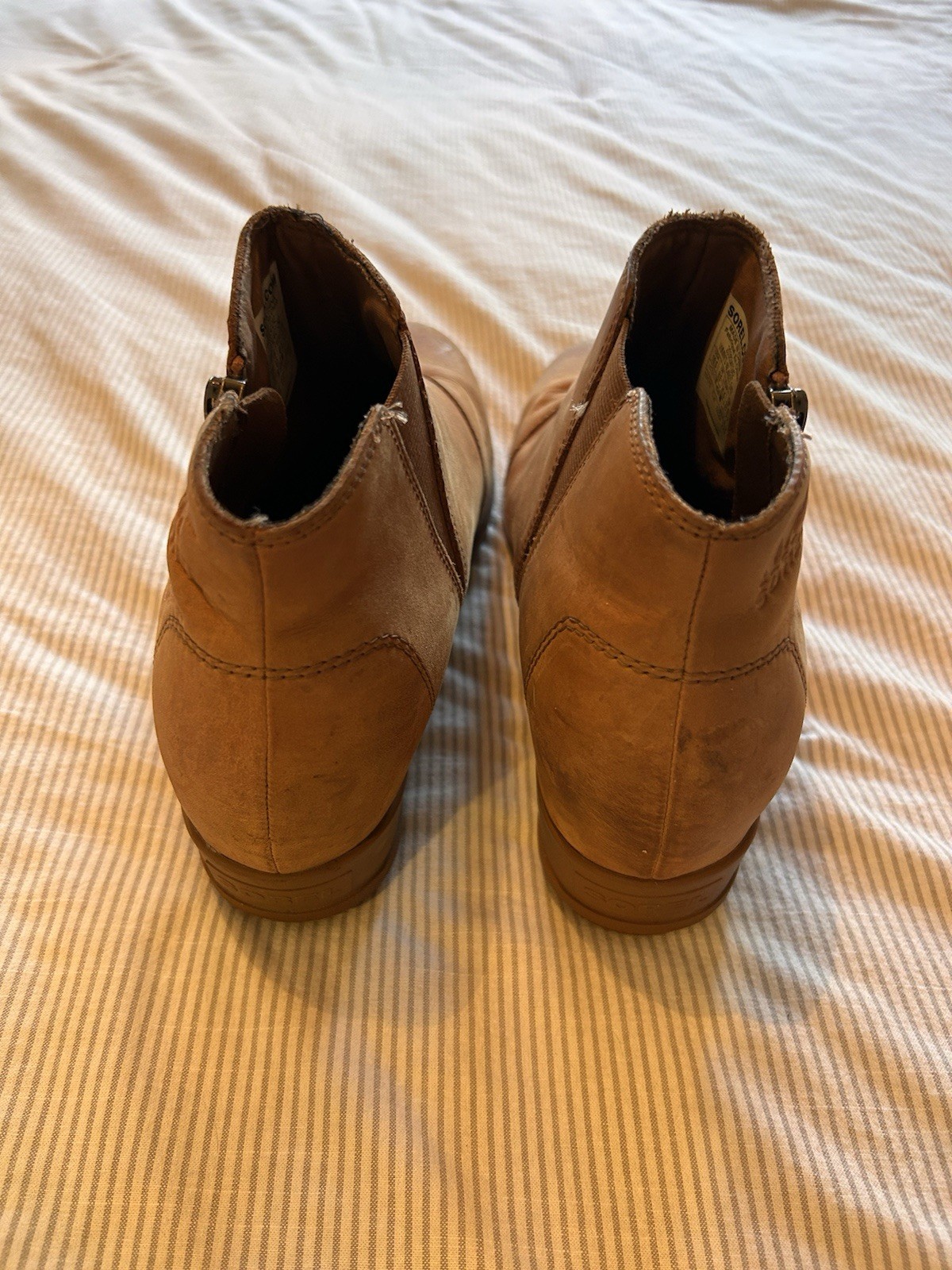 SOREL Evie II Waterproof Bootie Womens 10.5 Zipper Leather Ankle Tan