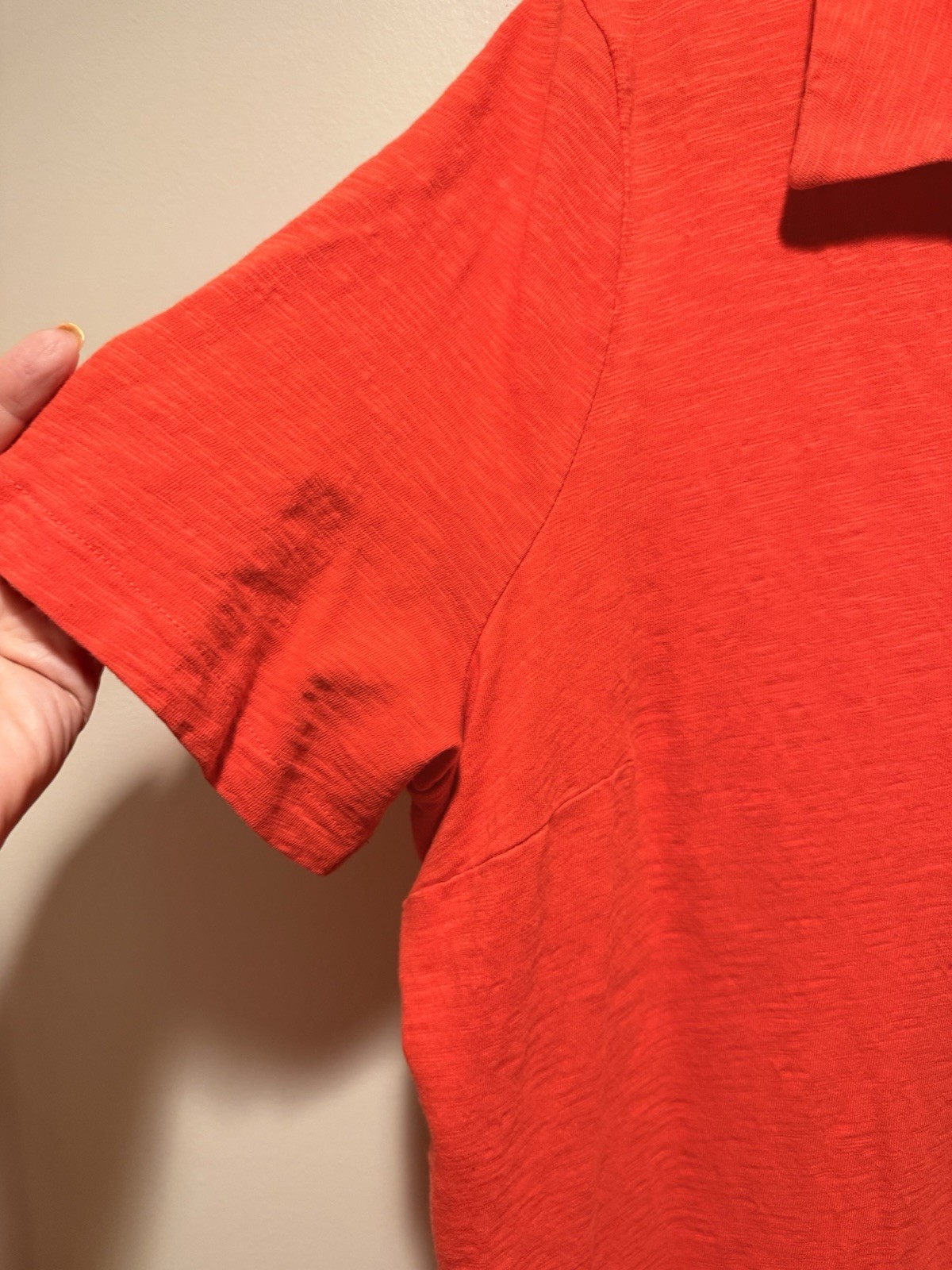 Boden Red 100% Cotton Slub V-Neck Collared Polo Shift Dress Sz 16