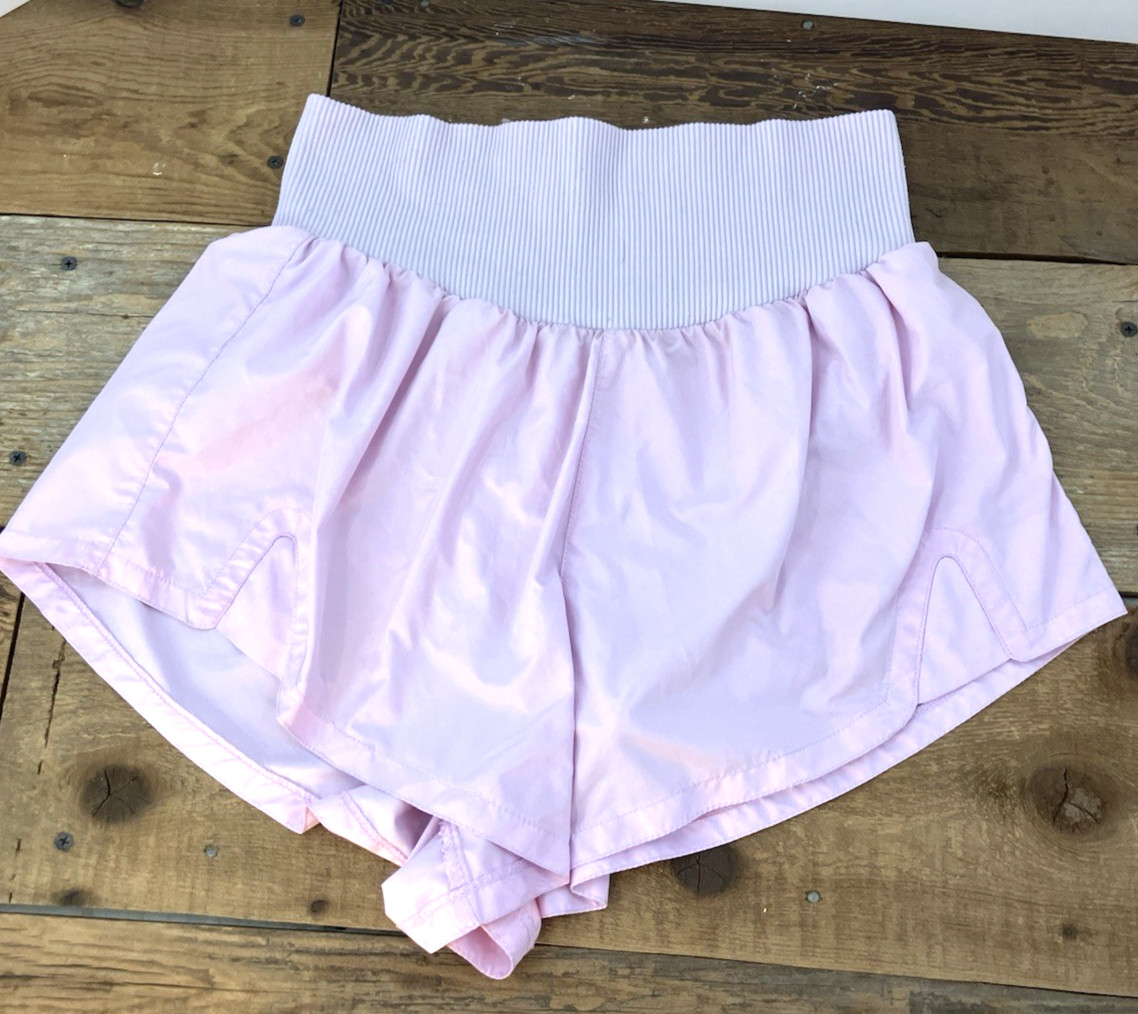 Free People Movement Carpe Diem Shorts-Ribbed Waist Women’s Sz Med- Powder Pink