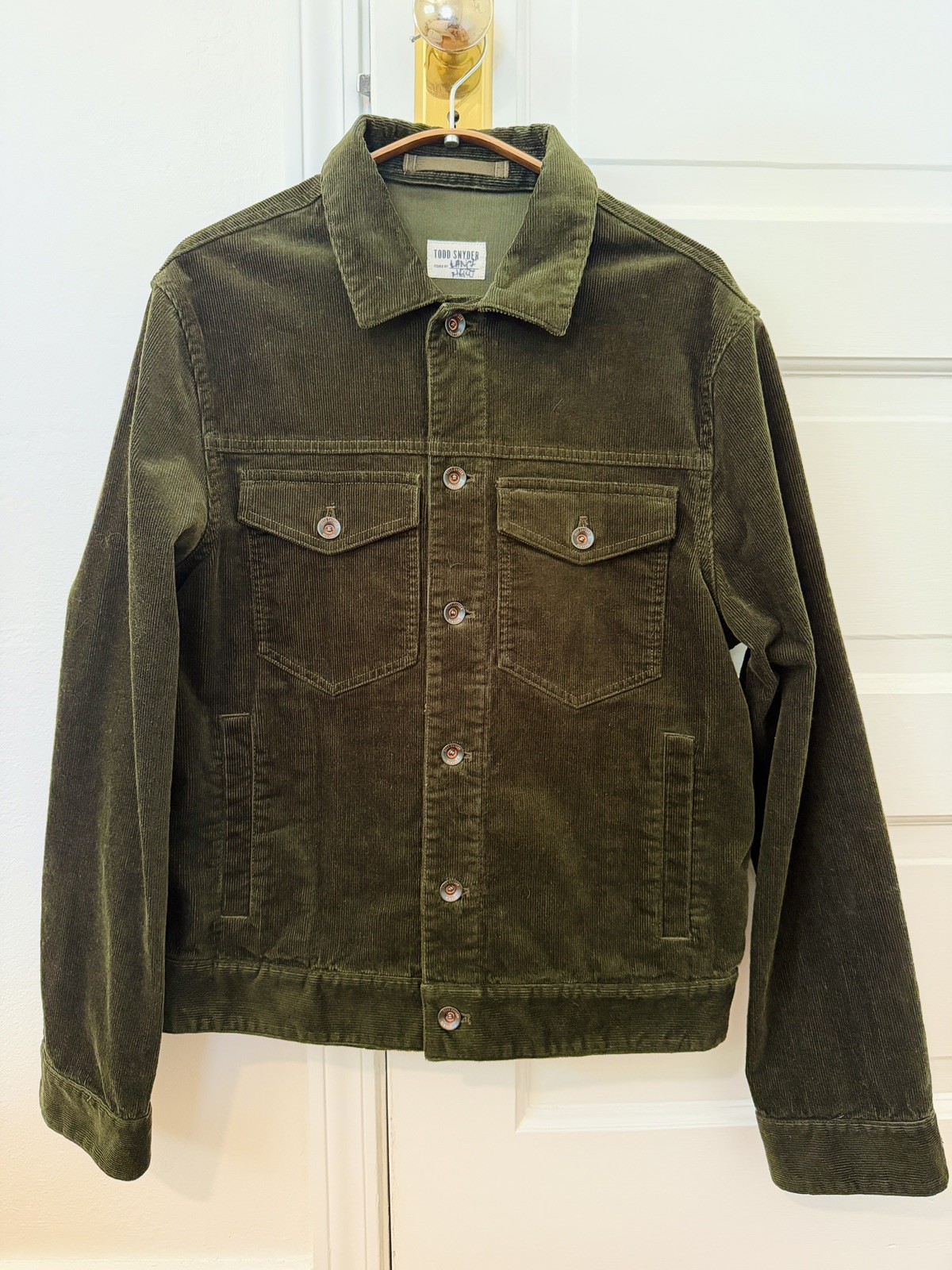 Todd Snyder Italian Corduroy Dylan Jacket Olive Green Men’s Size Small