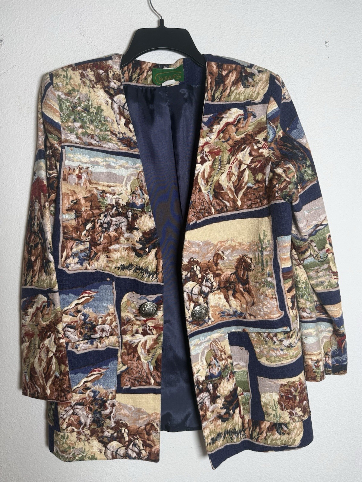 Vintage WRAPS Collection Texas Tapestry Blazer Western Southwestern Size SM