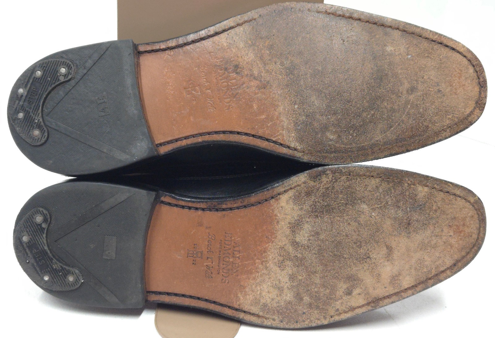 ALLEN EDMONDS Leiden Woven Wingtip Oxfords 11.5 E Black Basket Weave +shoe trees